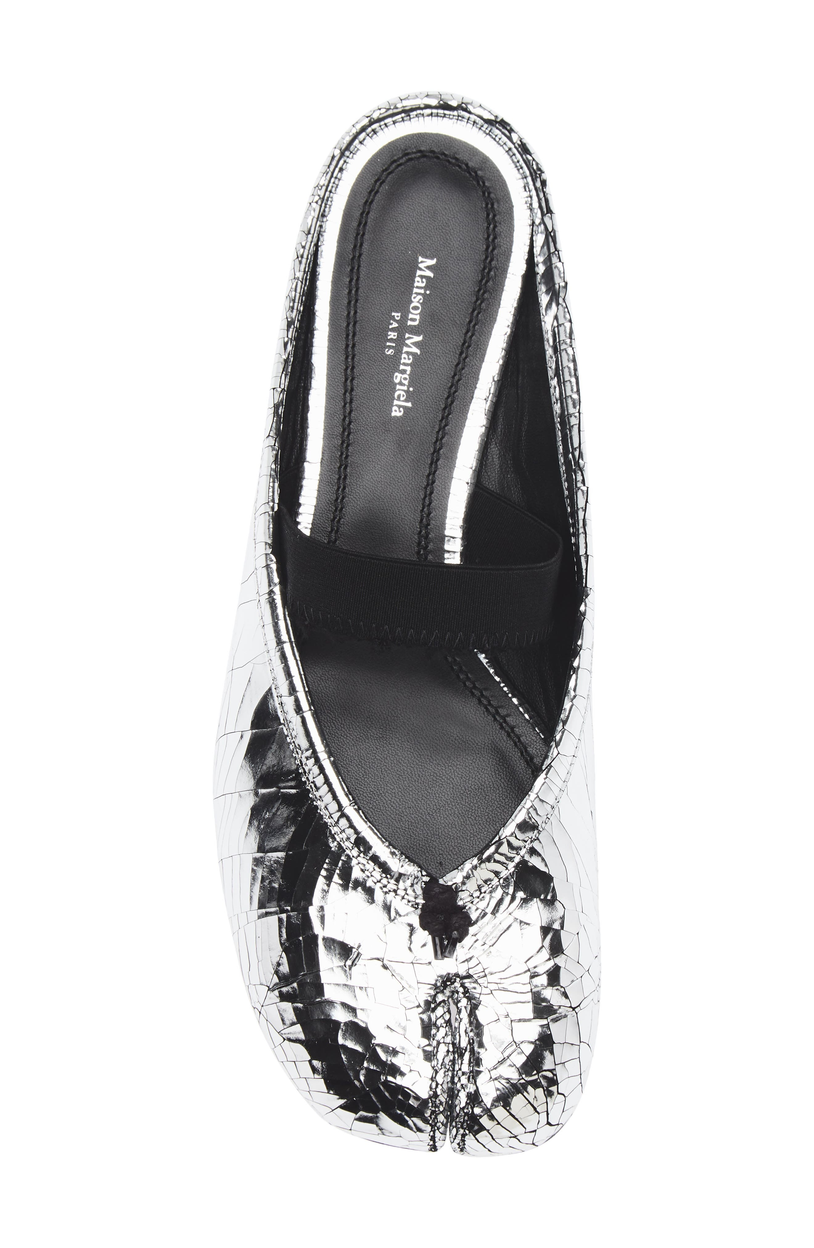 Maison Margiela Tabi Ballerina Mary Jane Mule in Silver/Black at Nordstrom - 5
