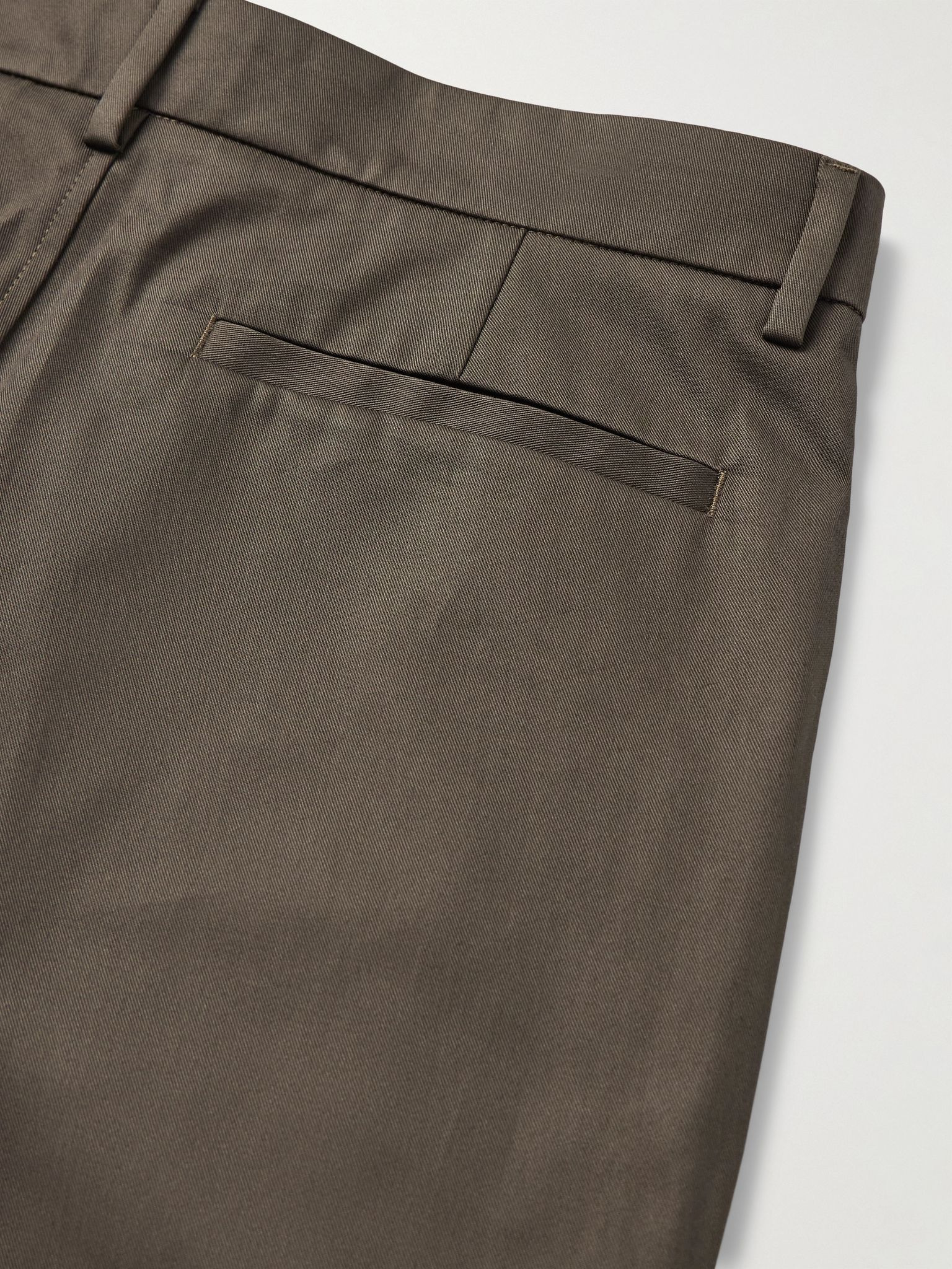Nerio Straight-Leg Pleated Cotton-Twill Suit Trousers Green - 5