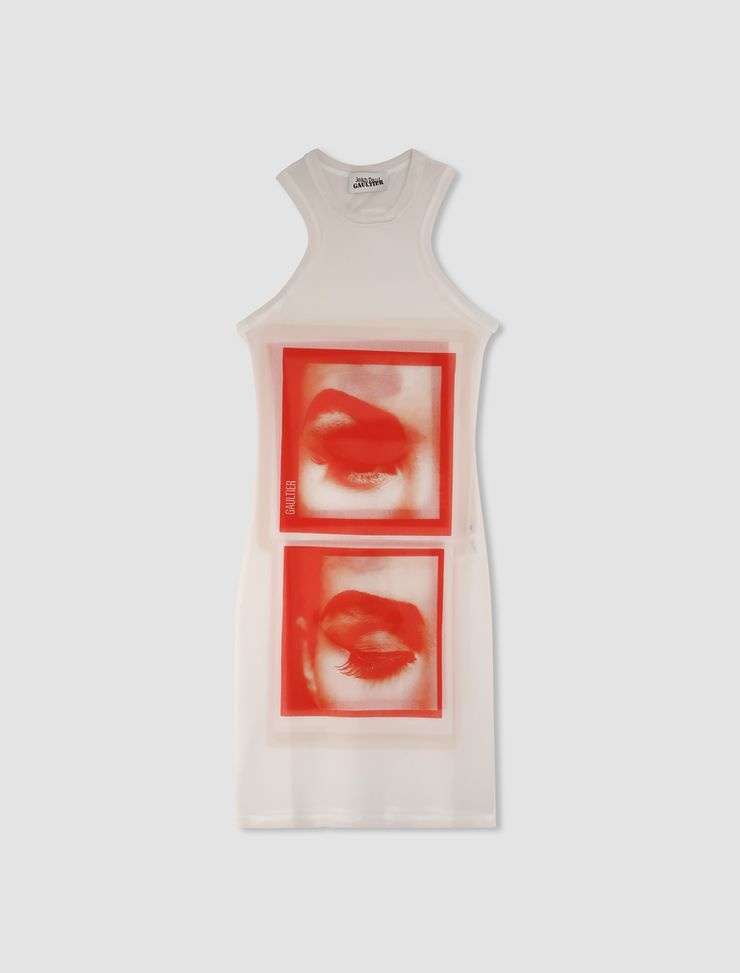 Mesh Eyes and Lips tank top dress - 1