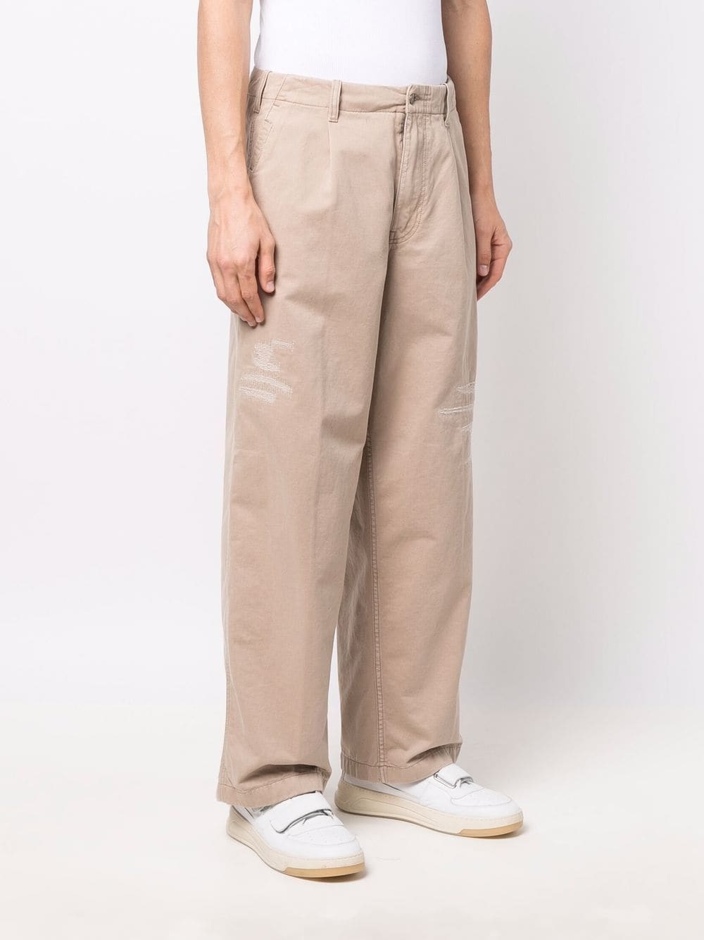 pressed-crease cotton straight-leg trousers - 4