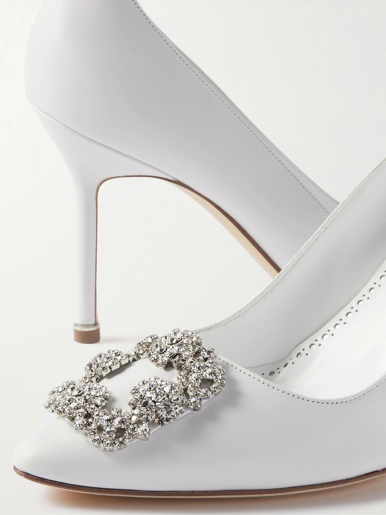 Hangisi 90 crystal-embellished leather pumps White - 4