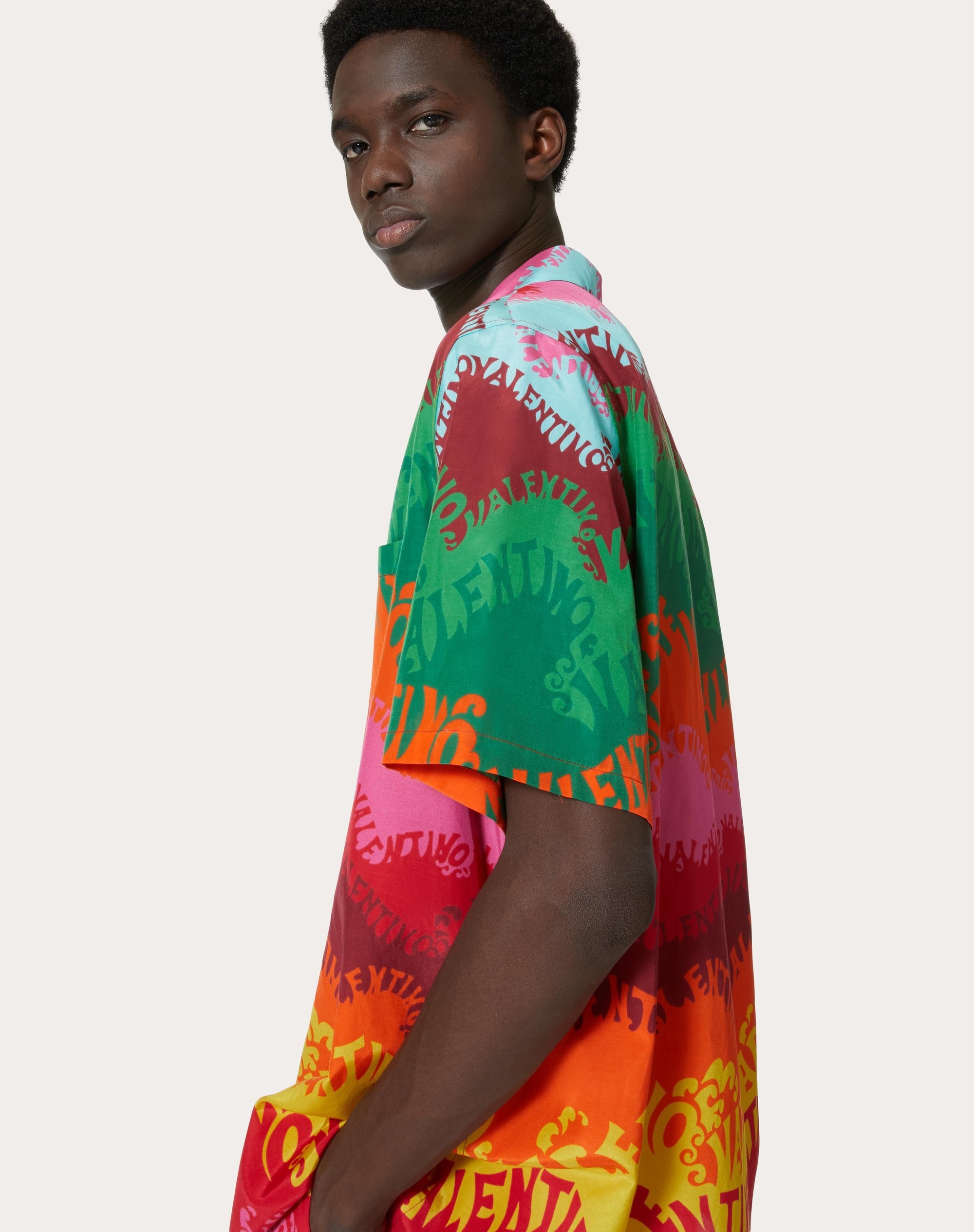 SILK AND COTTON SHIRT IN VALENTINO WAVES MULTICOLOR PRINT - 5