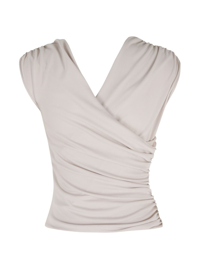 THE ANDAMANE draped V-neck blouse outlook