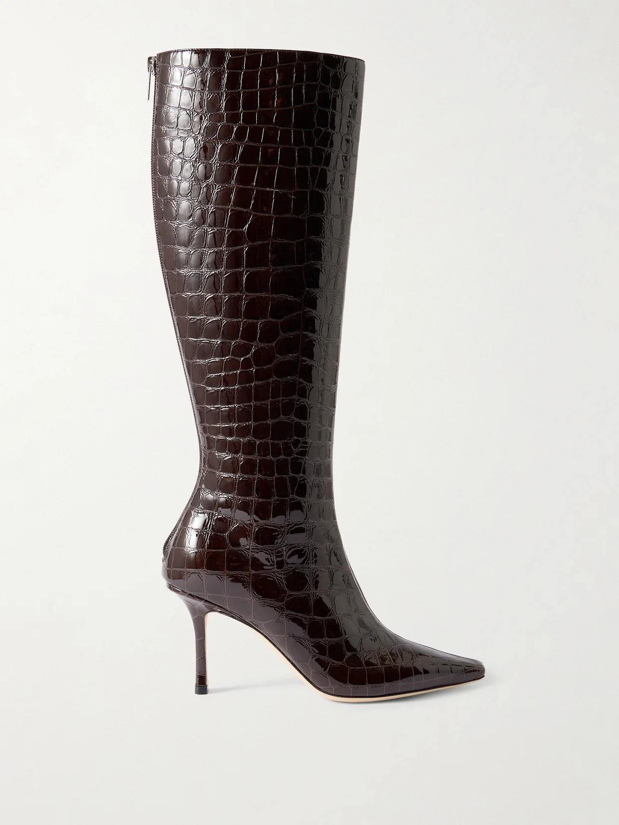 Agathe 85 Croc-effect Leather Knee Boots - 1