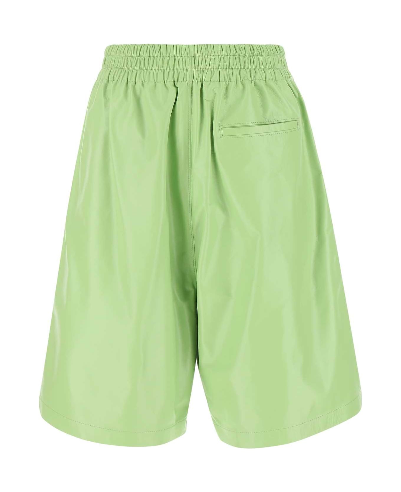 Pastel Green Leather Shorts - 2