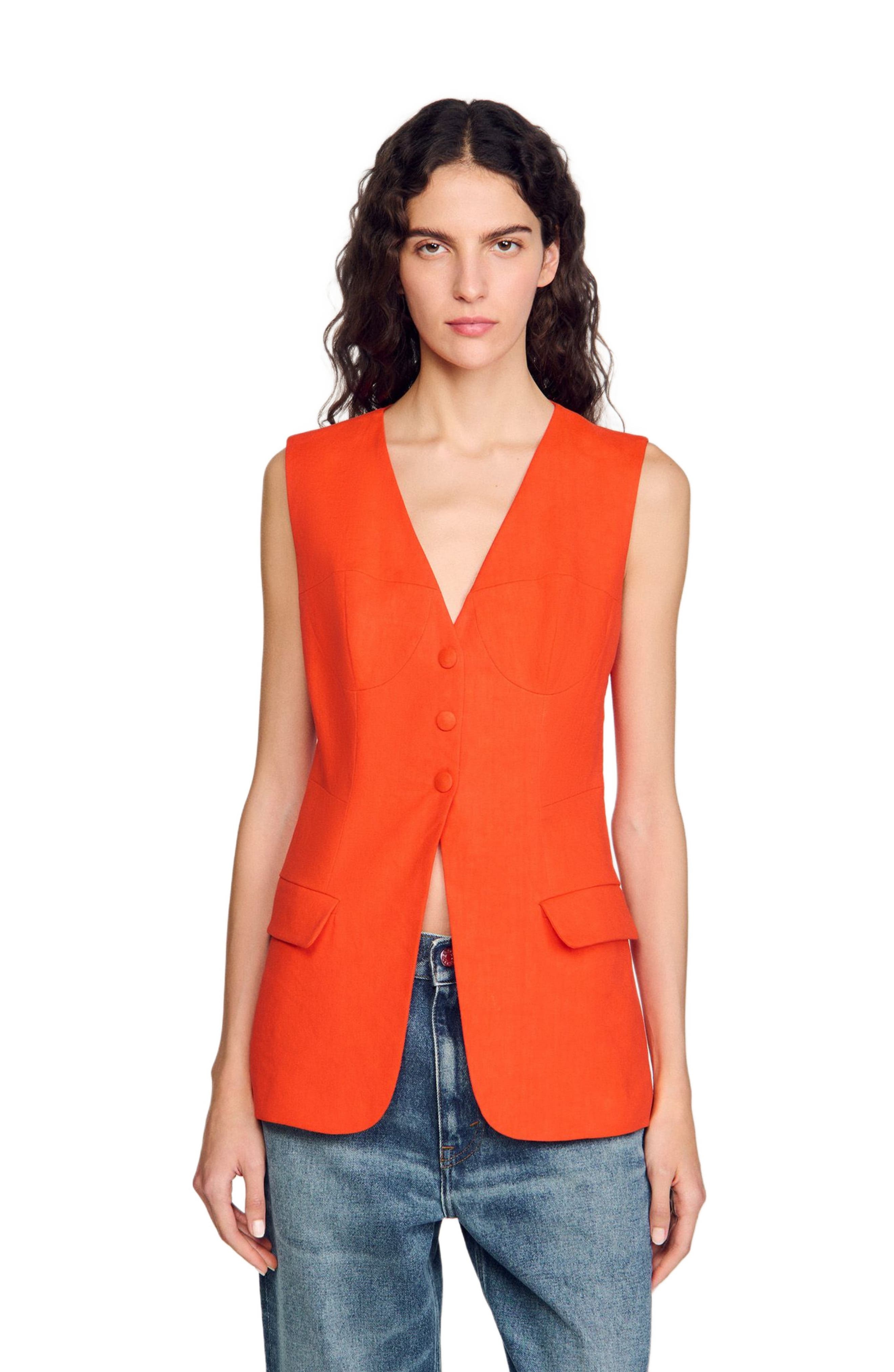 SANDRO Sleeveless jacket in Orange at Nordstrom - 1