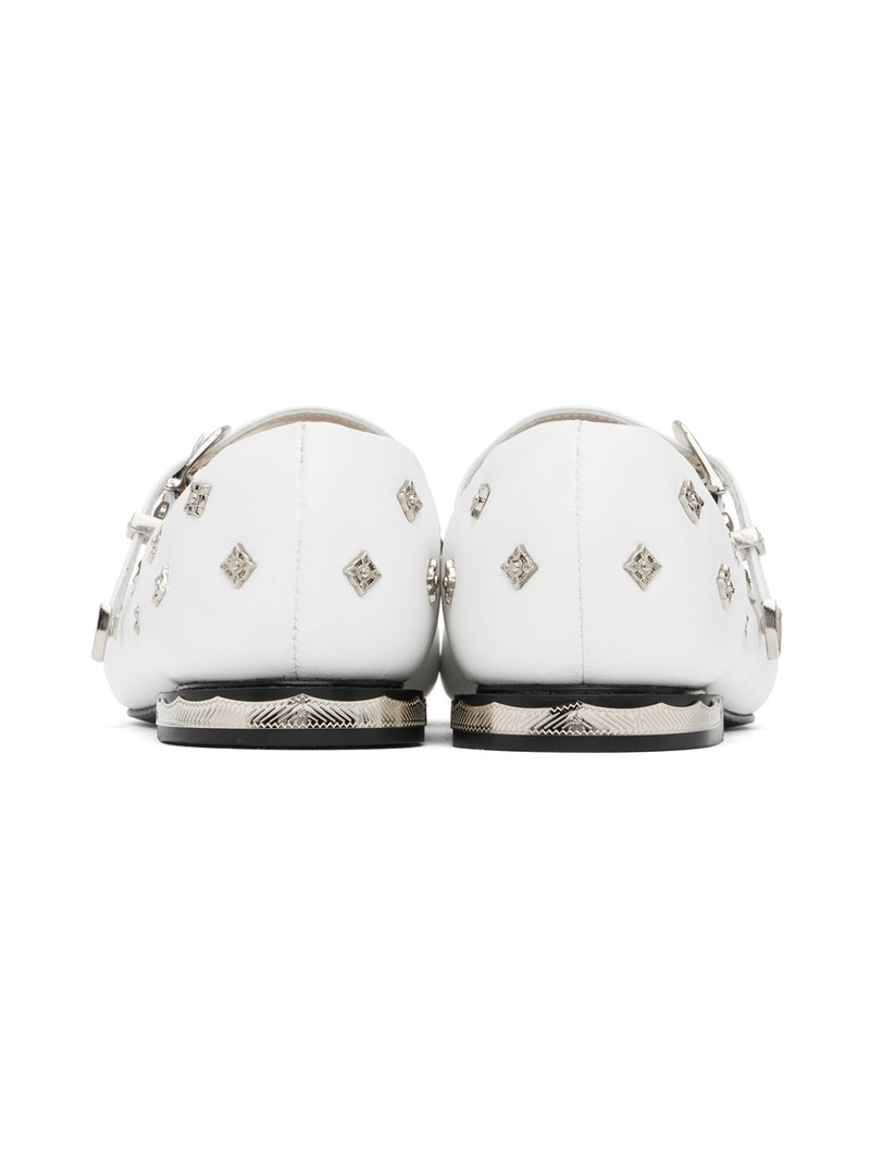 White Soft Leather Mary Jane Ballerina Flats 2
