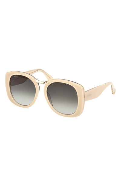 Max Mara 55mm Round Sunglasses in Ivory /Gradient Green outlook