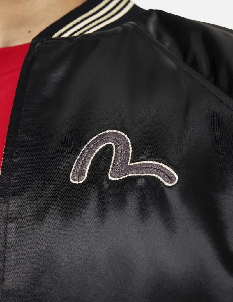 Soaring Snake Embroidery and Traditional Japanese Totem Prints Reversible Relax Fit Souvenir Jacket 12