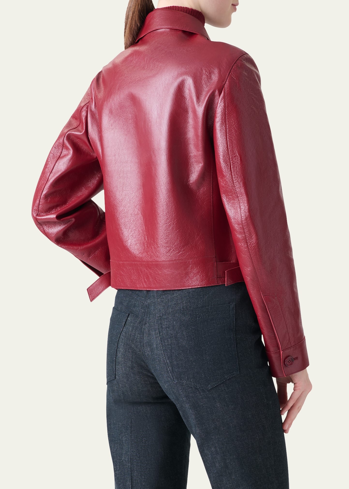 Peer Lacquered Leather Short Jacket - 3