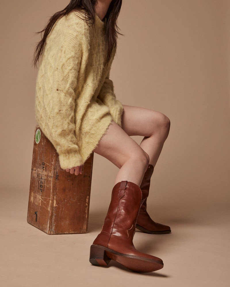 PARTLOW Julia Leather Western Boots outlook