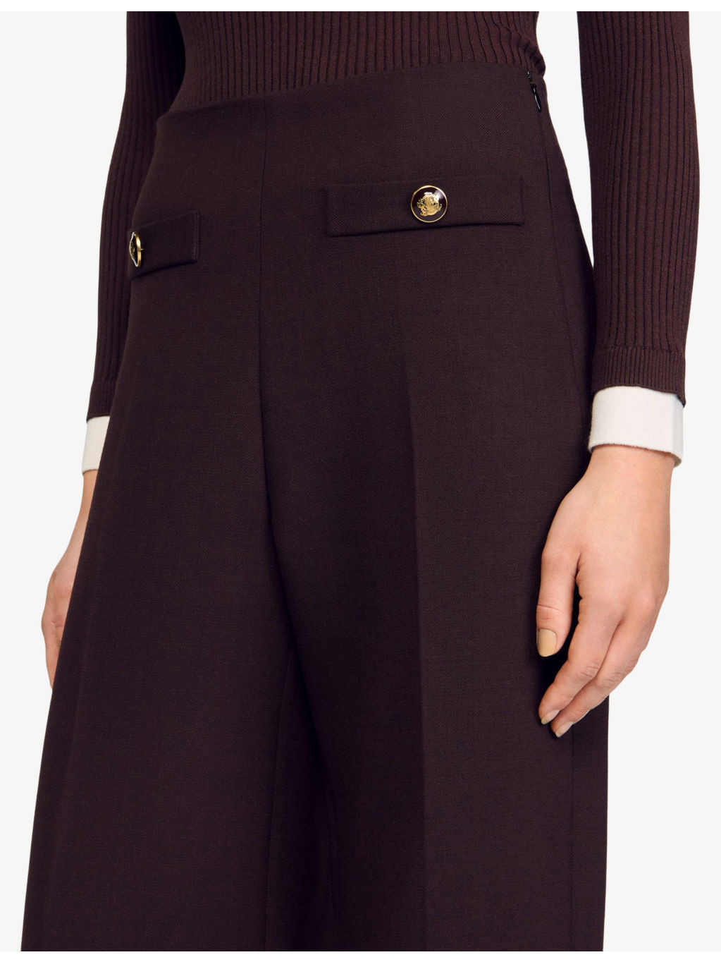 Flared-Leg High-Rise Stretch-Woven Trousers - 5