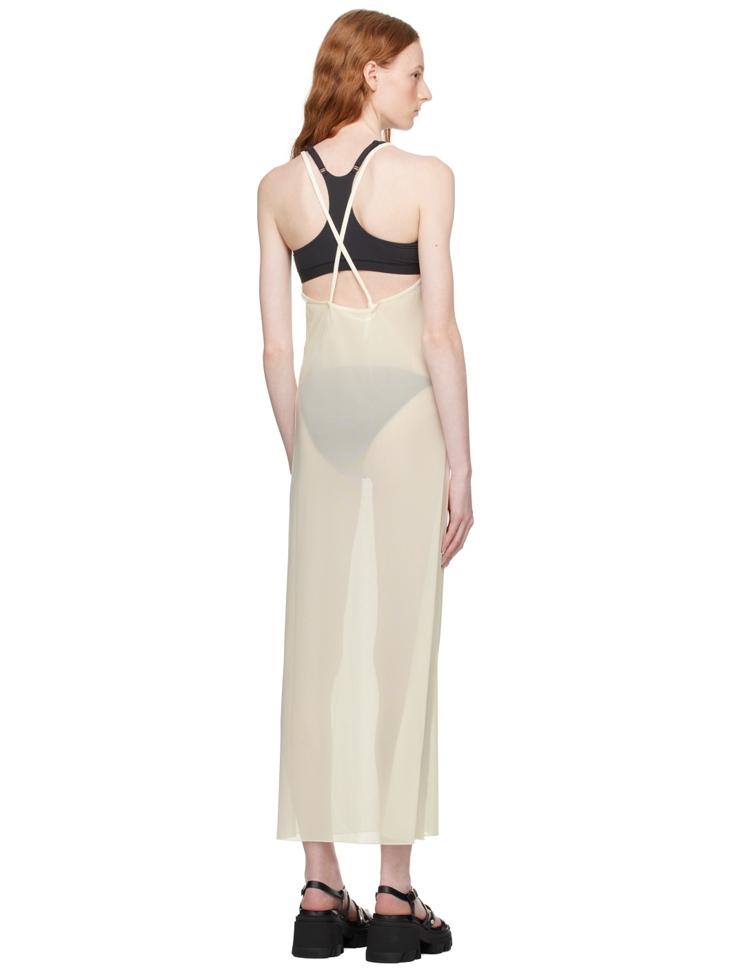 Off-White Semi-Sheer Maxi Dress - 3