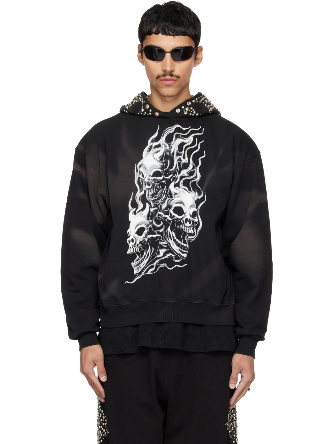 Black Hotheaded Riding Skull Hoodie - 1