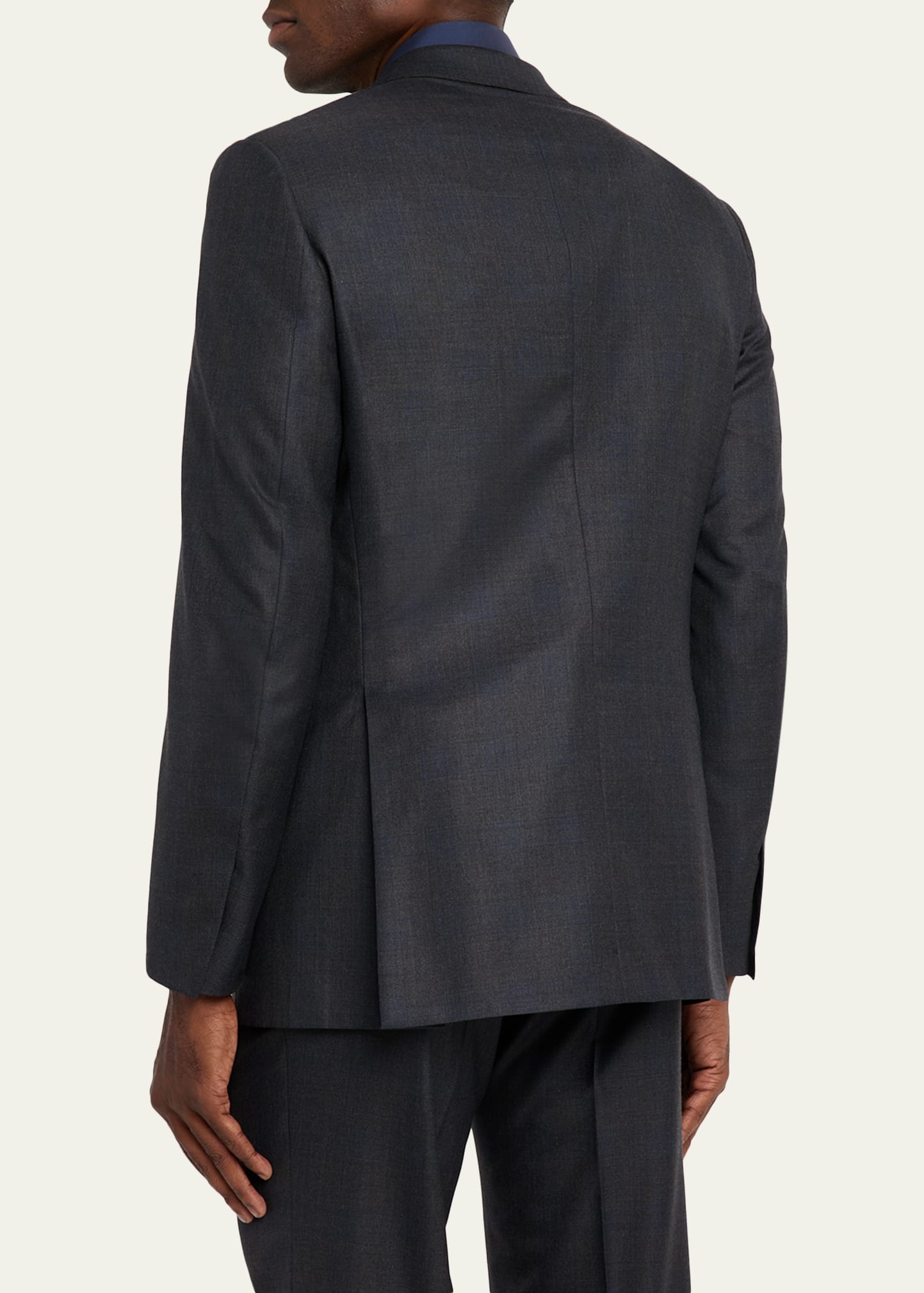Men's Wool and Silk Tonal Check Two-Piece Suit - 7