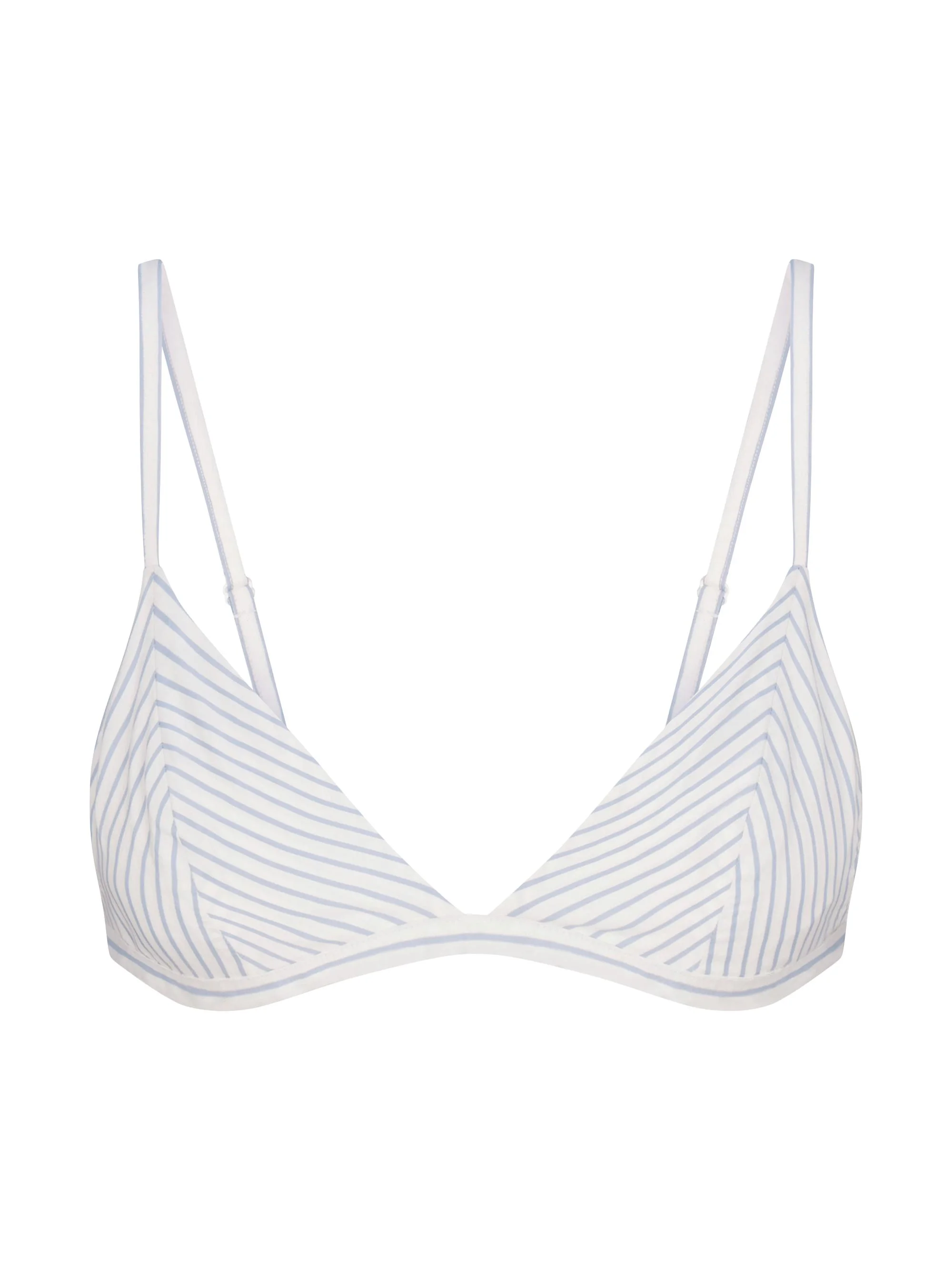 Women's Cotton Poplin Triangle Bralette - Zen Blue Stripe - 1