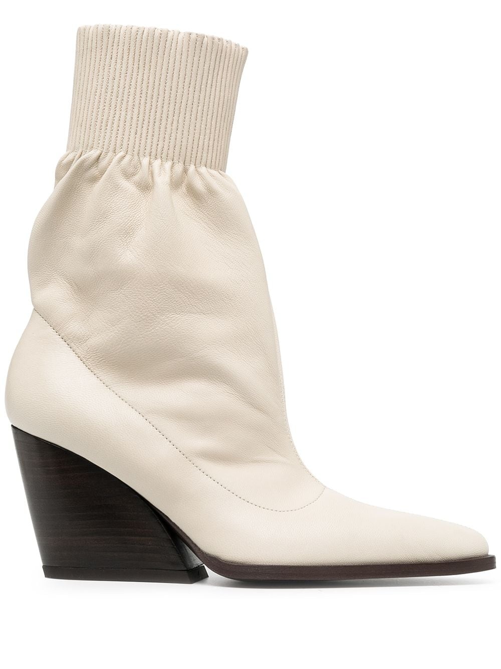 slip-on stacked heel boots - 1