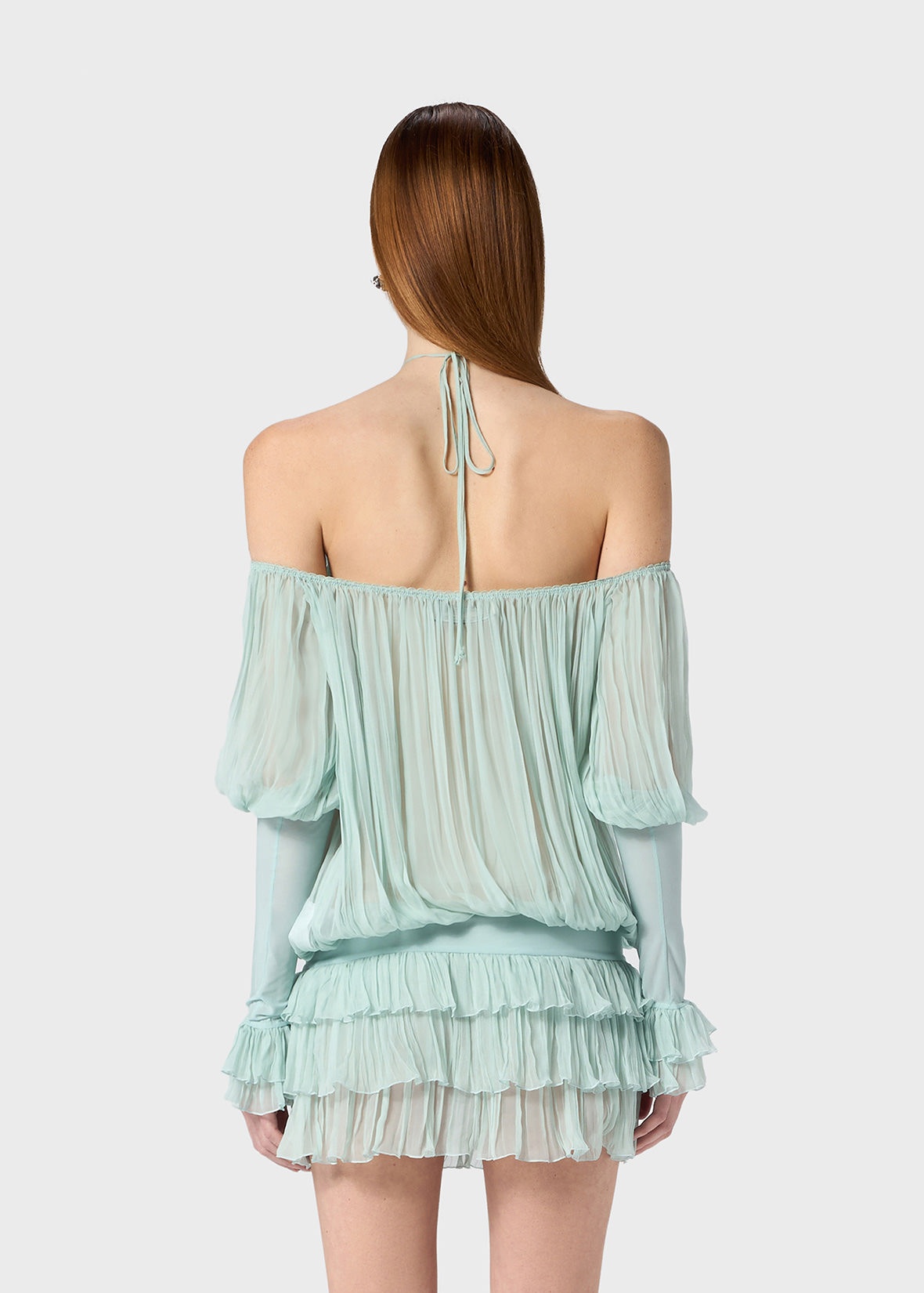 PLEATED DRESS IN SILK CHIFFON - 4