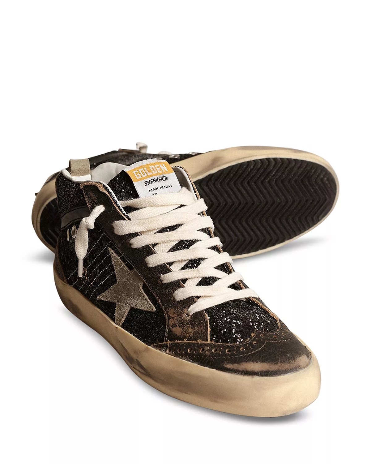 Women's Mid Star Glitter Lace Up Sneakers - 5