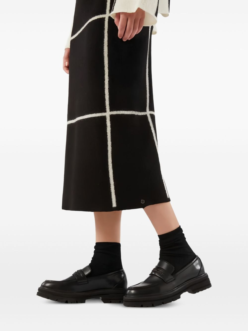 grid-pattern midi skirt - 4