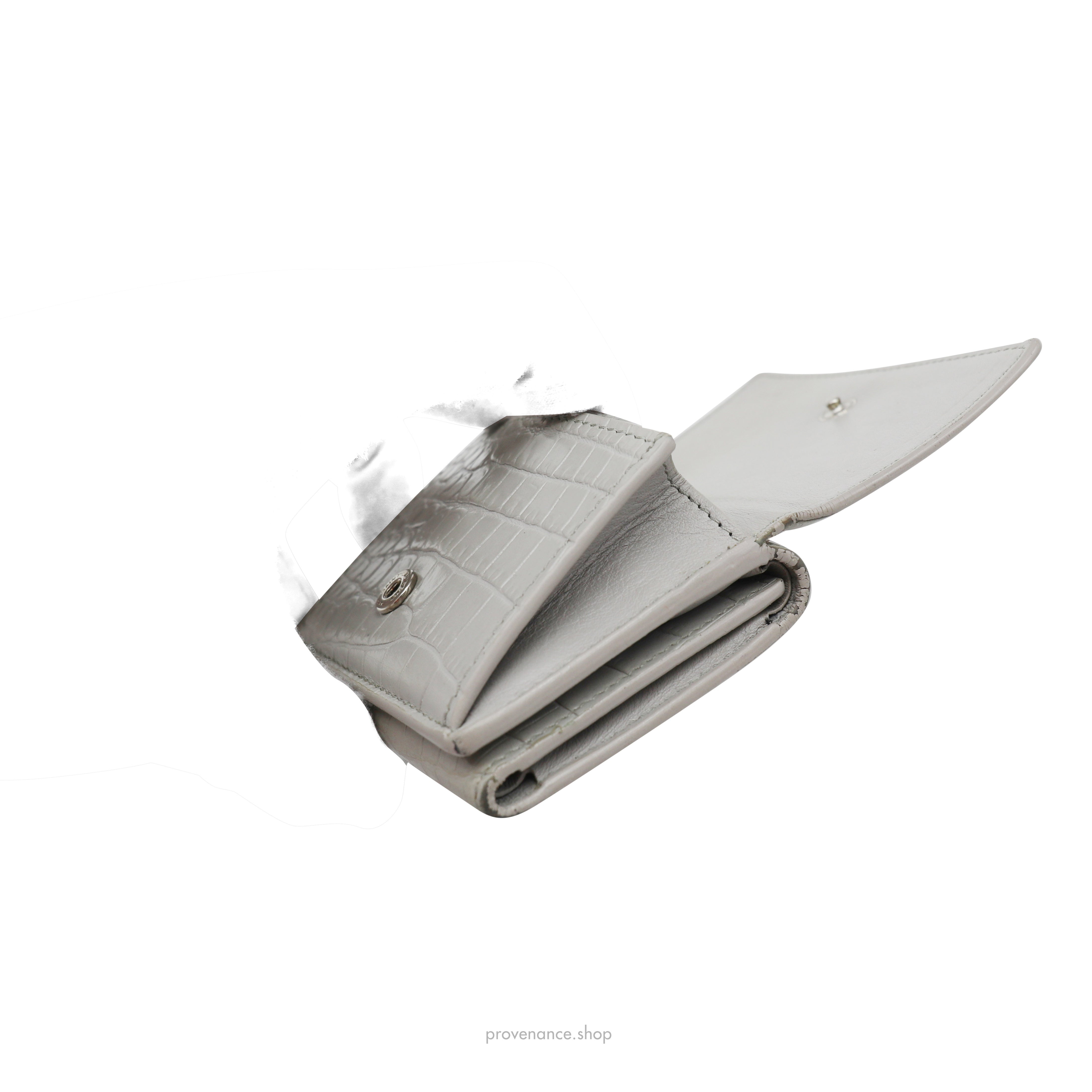 SLP Compact Snap Card Wallet - Gray Croc Leather - 8