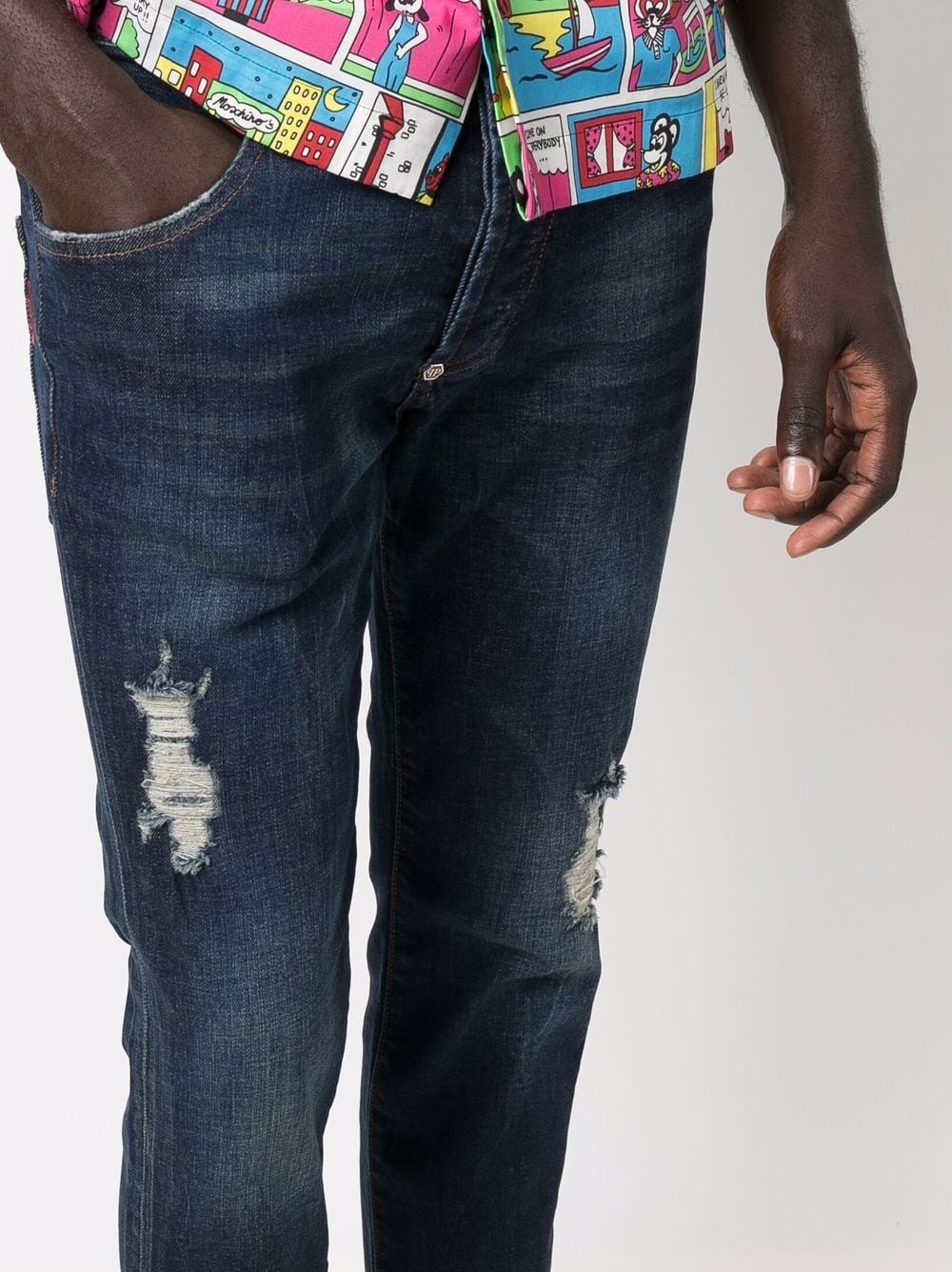 distressed slim fit jeans - 5