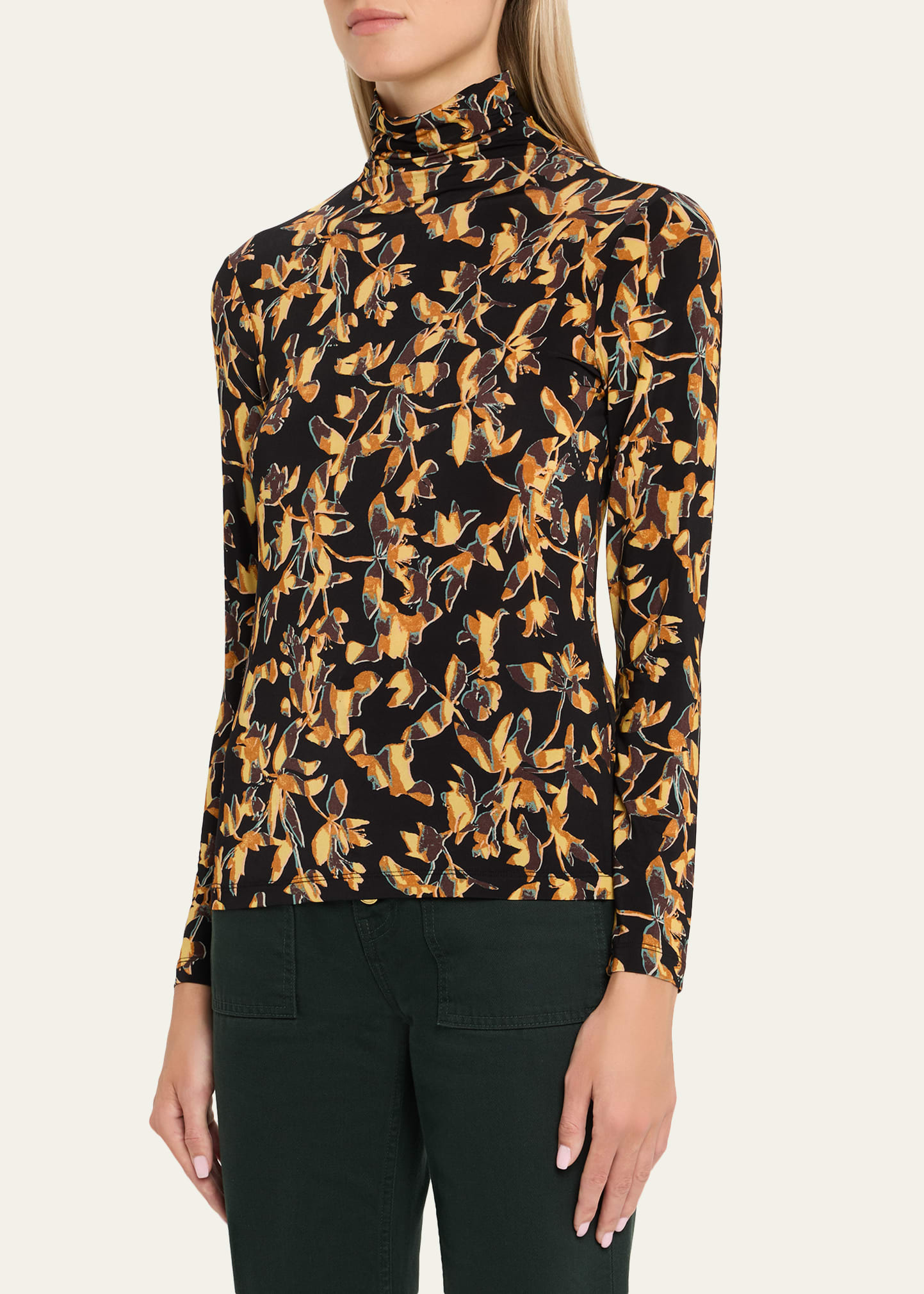 Aurelia Floral Jersey Turtleneck Top - 4