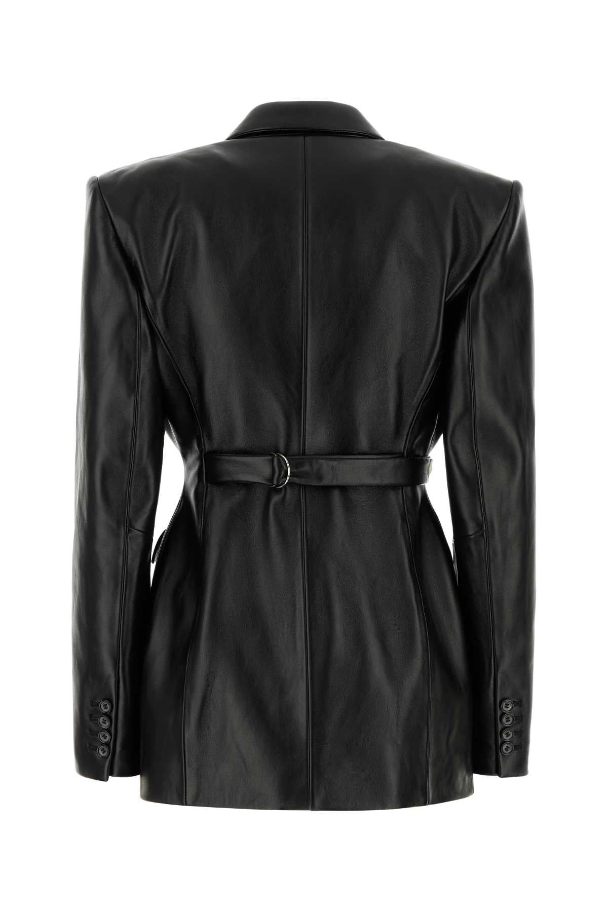Magda Butrym Women Black Leather Blazer - 2
