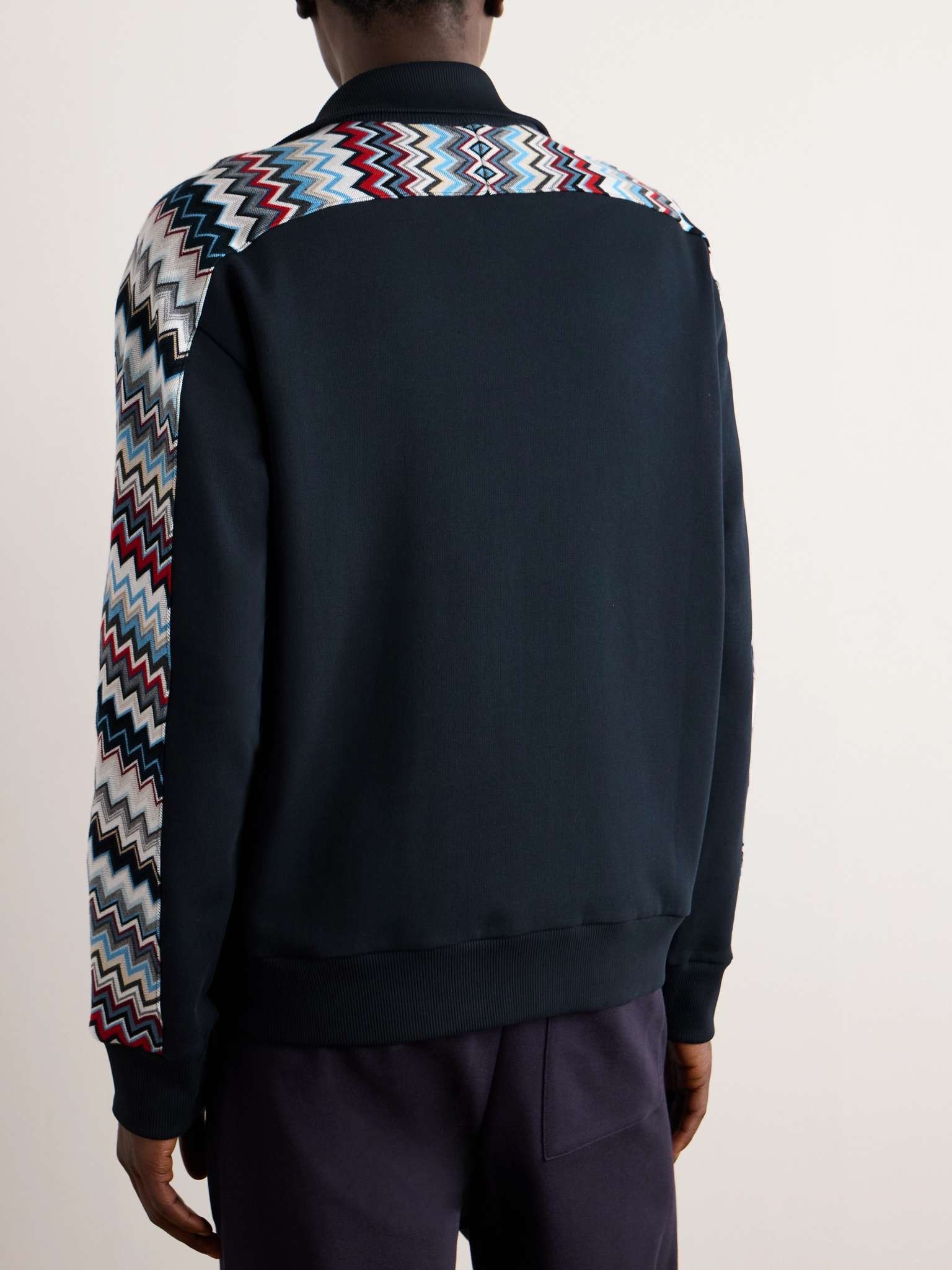 Cotton-Jersey and Striped Crochet-Knit Track Jacket - 3