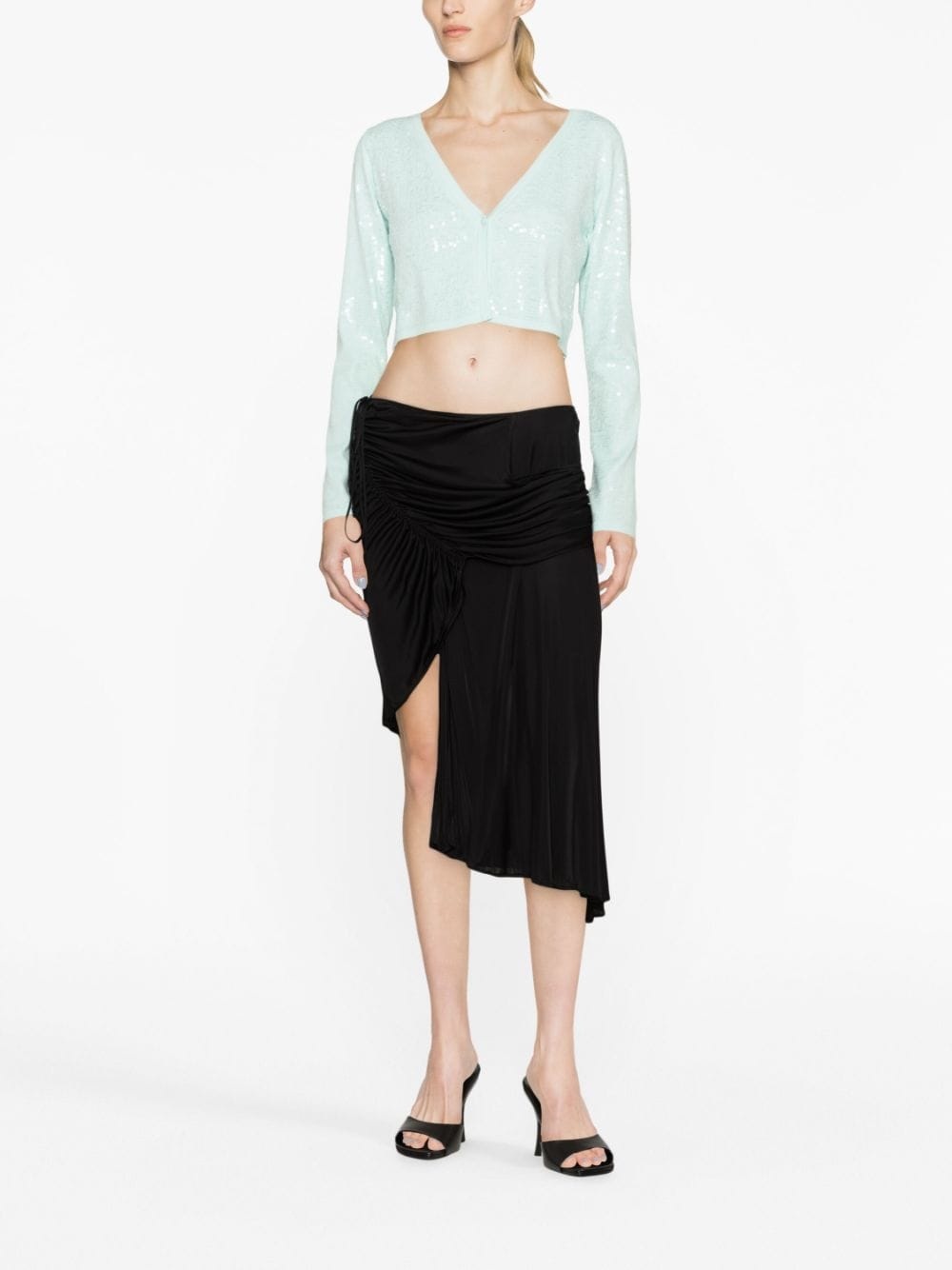 low-rise pleated asymmetric skirt - 2