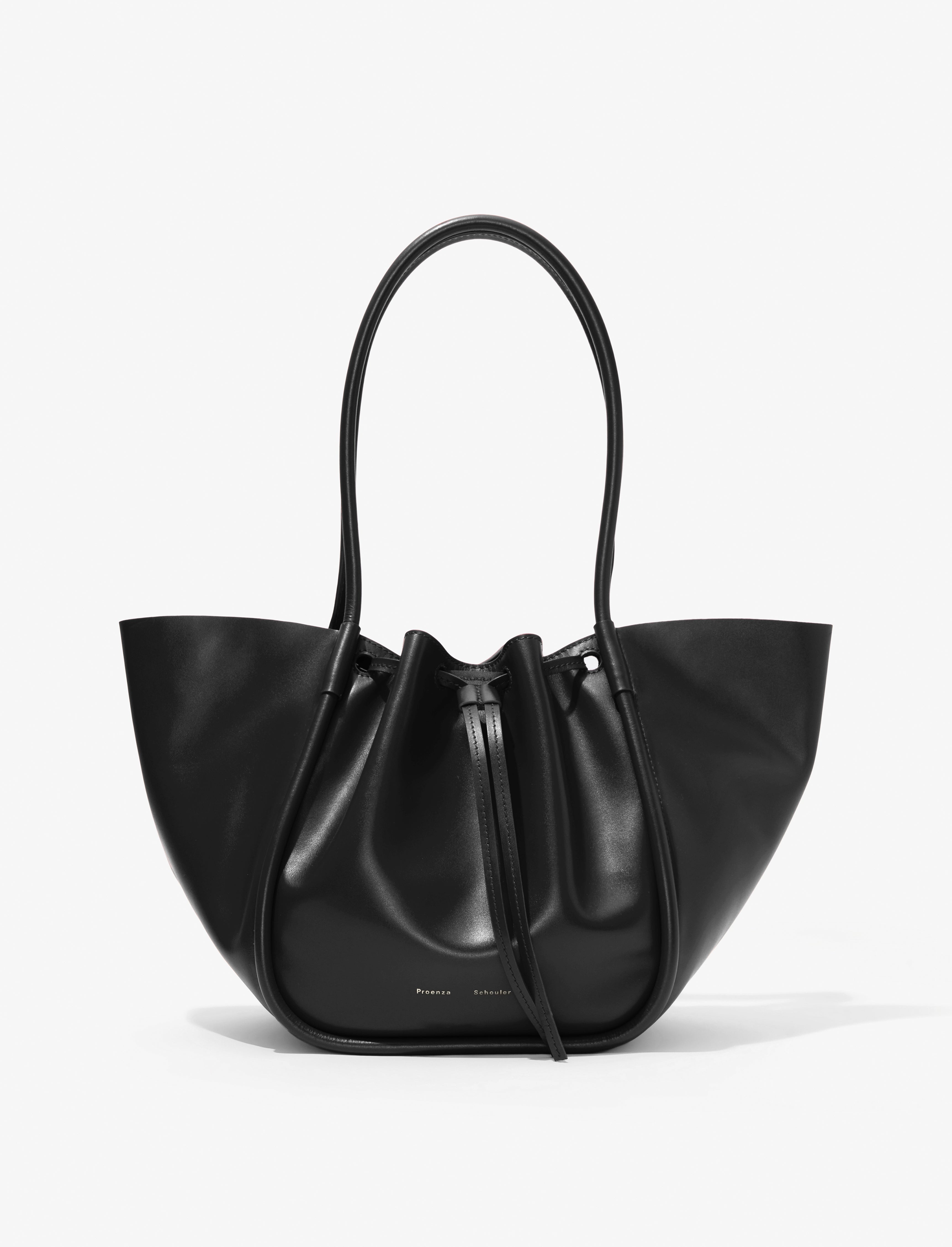 Large Ruched Tote in Soft Shiny Calf - 1