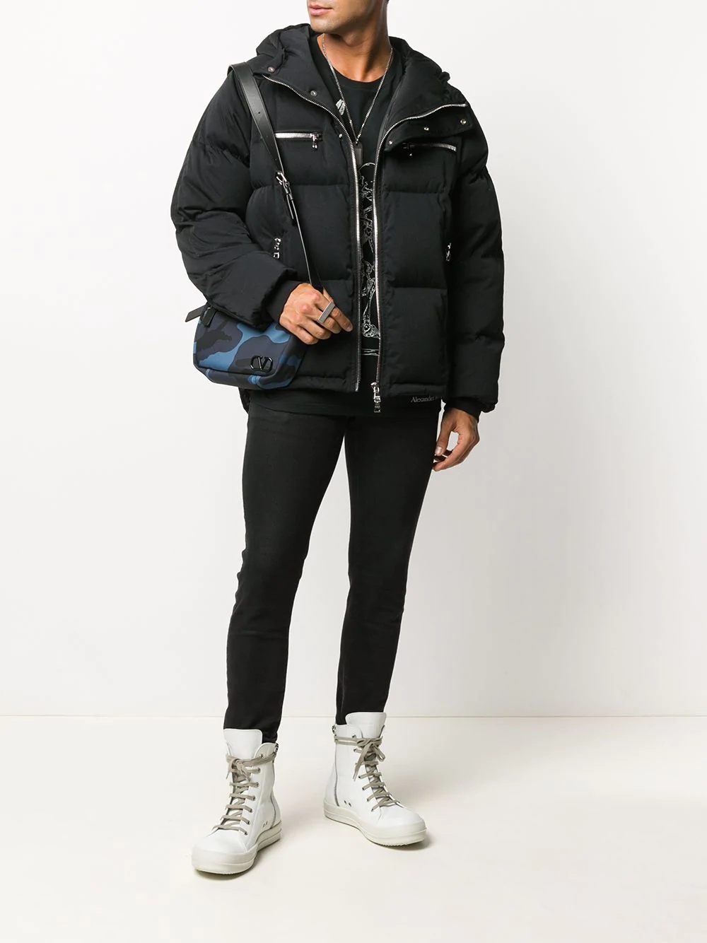 logo-print hooded puffer coat - 2