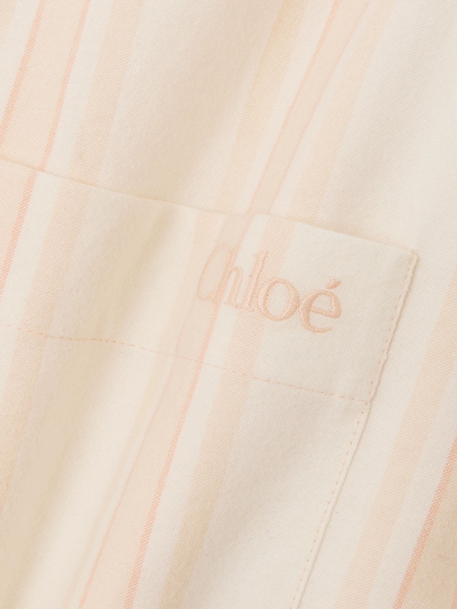 Cropped striped cotton-poplin shirt Peach - 4