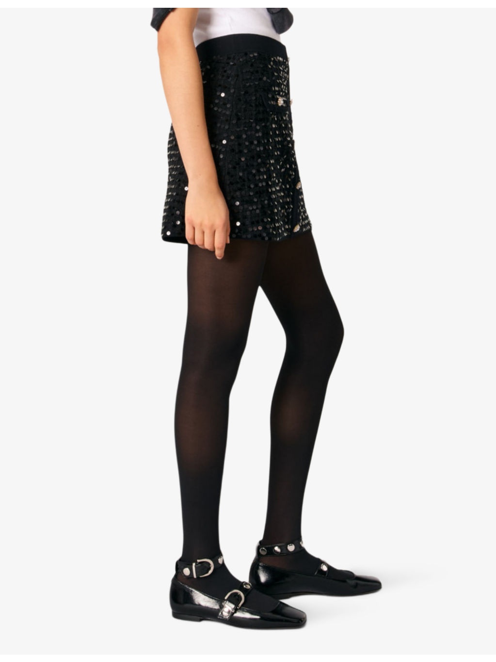 Sequin-embellished button-down high-rise knitted mini skirt - 3