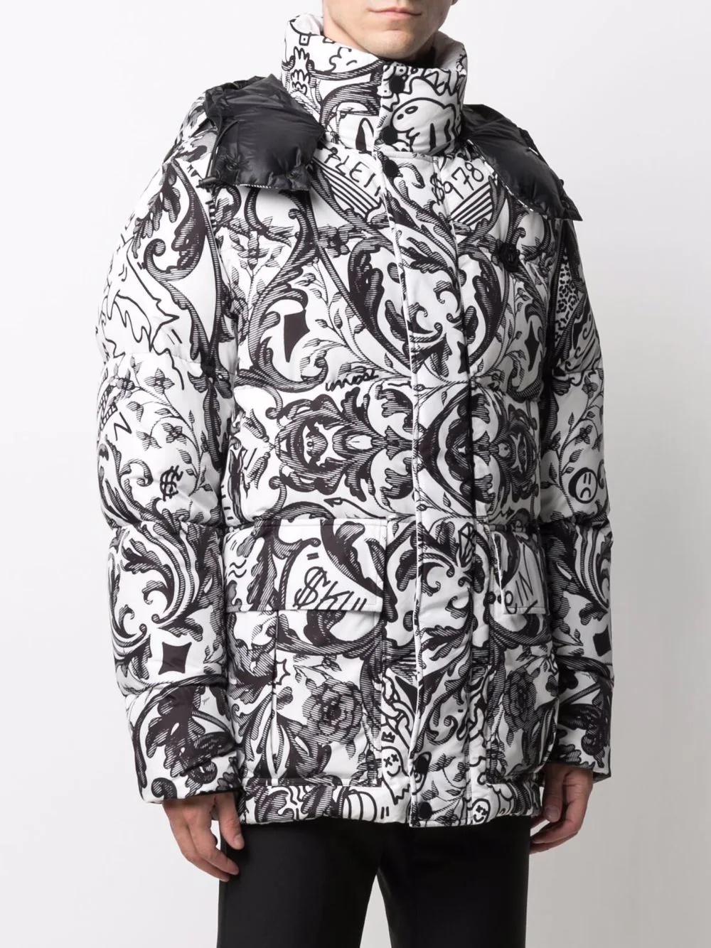 New Baroque-print down coat - 3