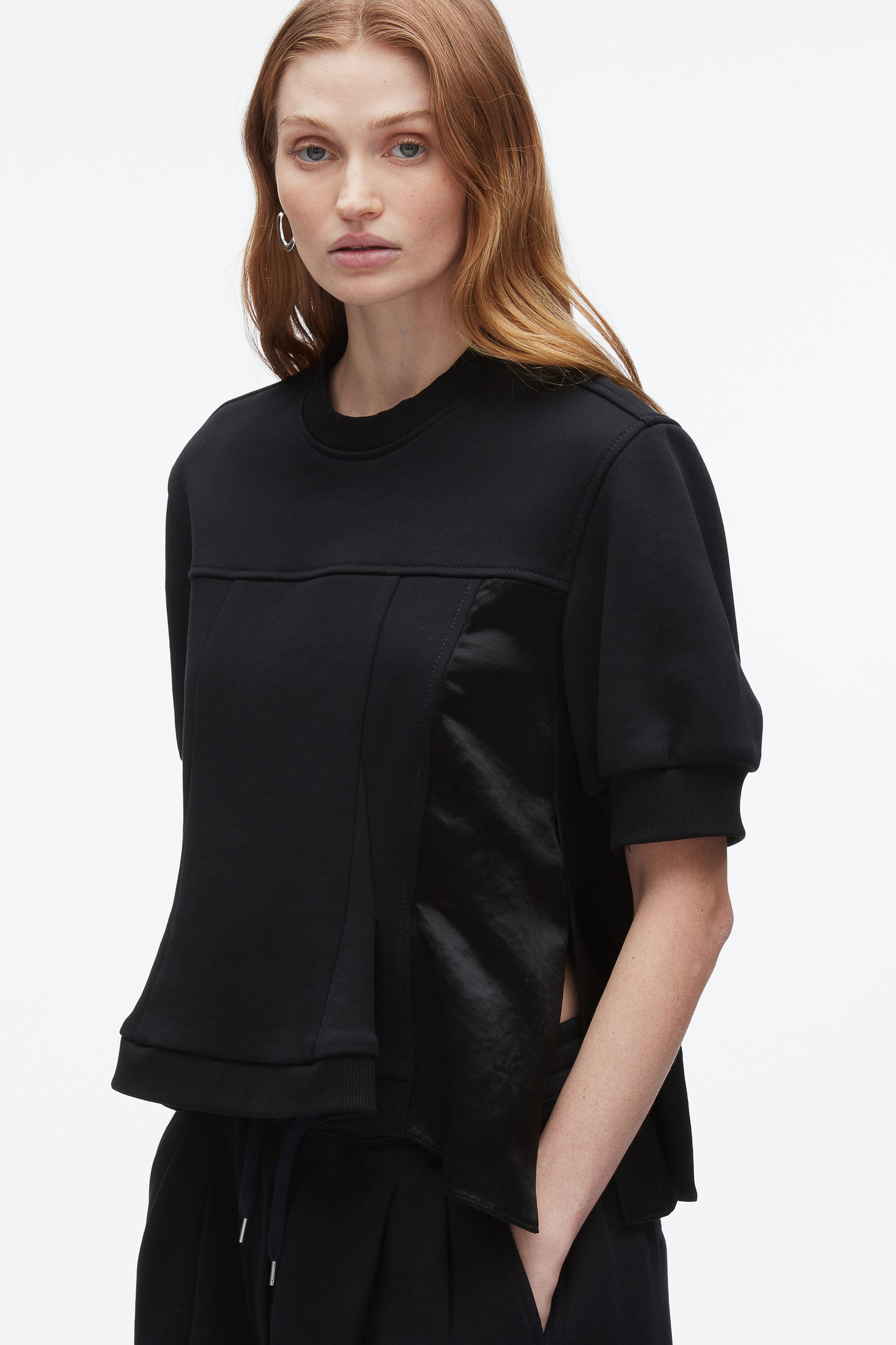 Satin Flounce Combo Terry Top - 6