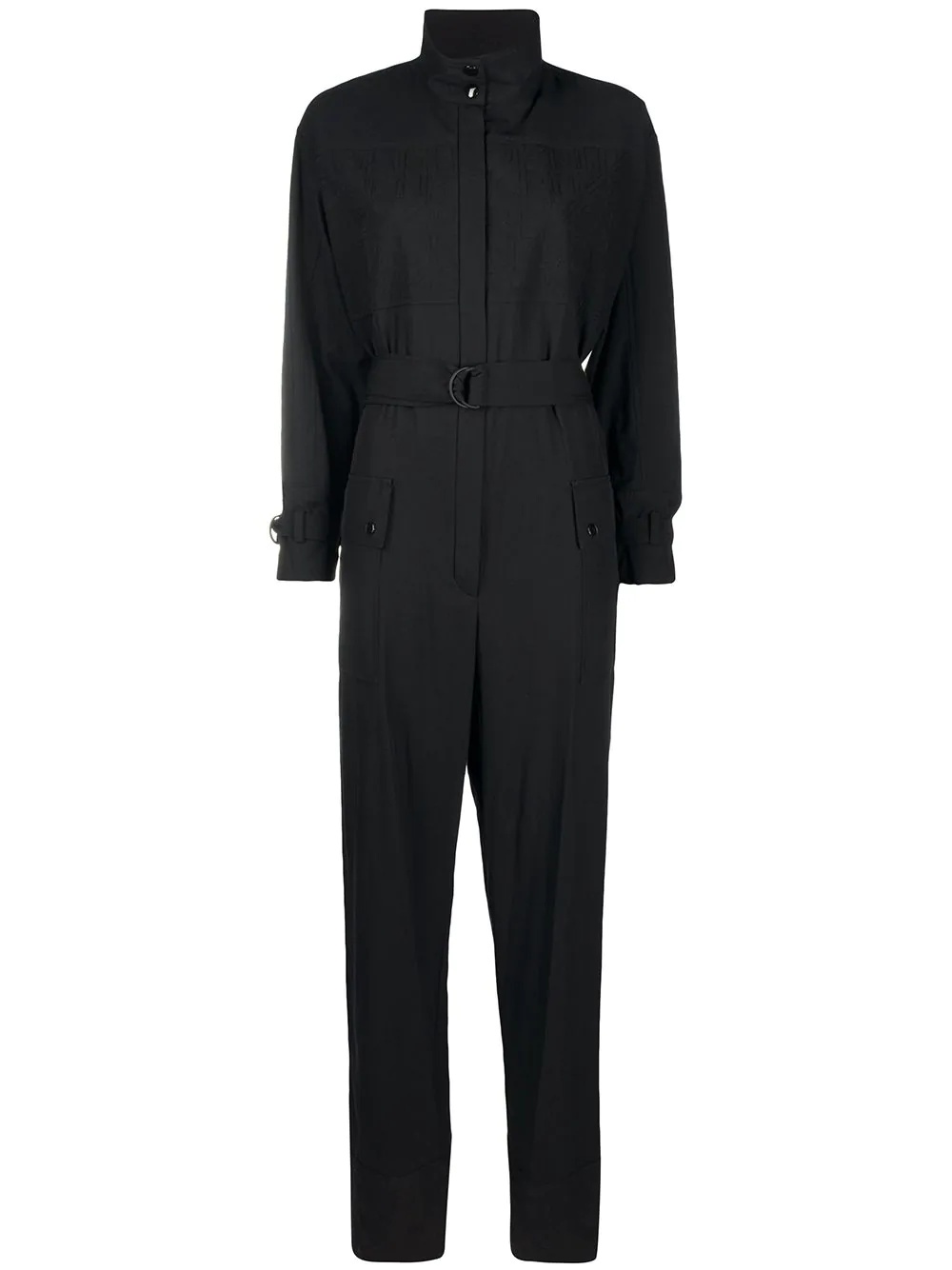 zip-front long-sleeve jumpsuit - 1