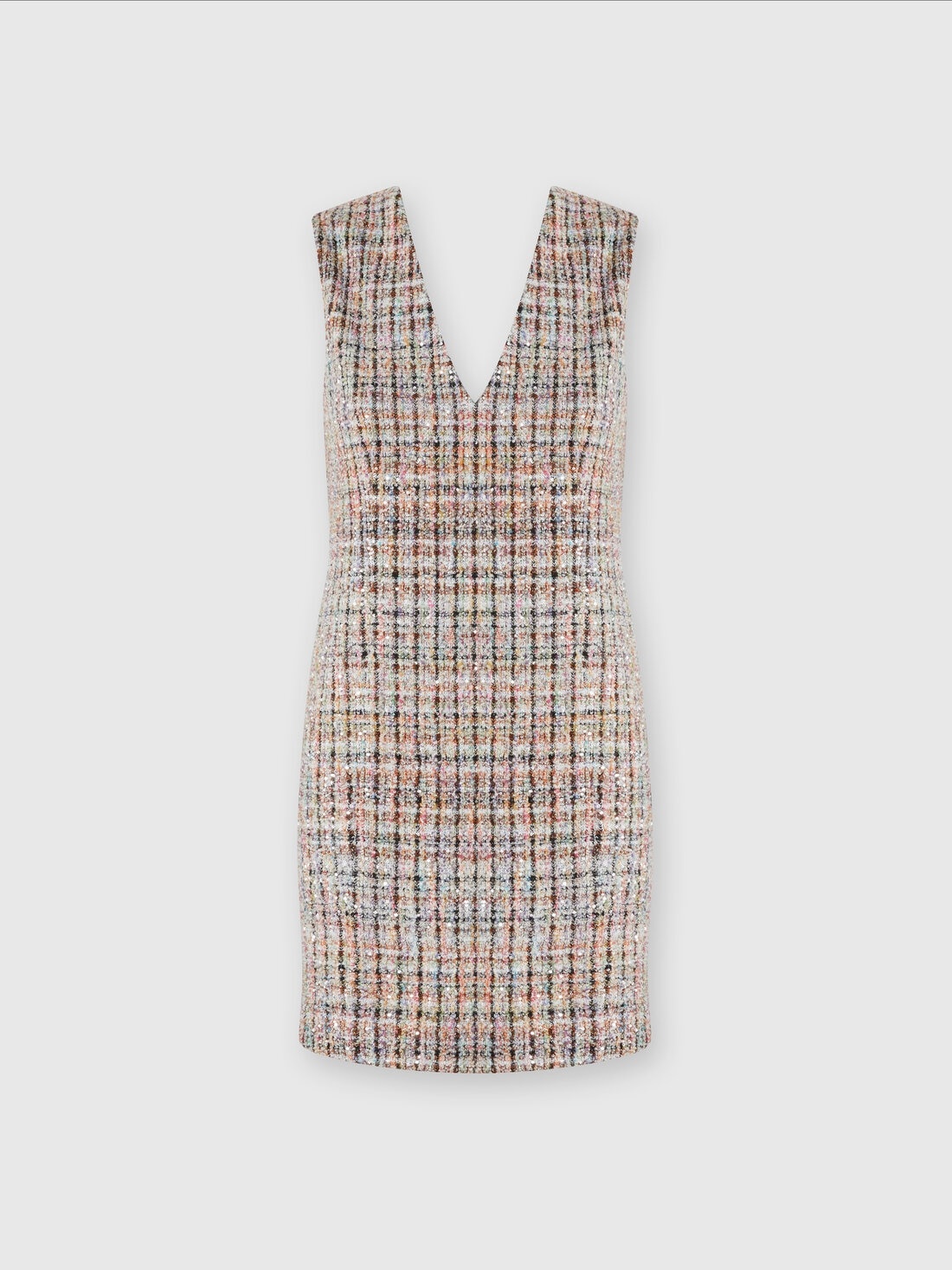 Missoni Sleeveless bouclé checkered mini-dress with sequins