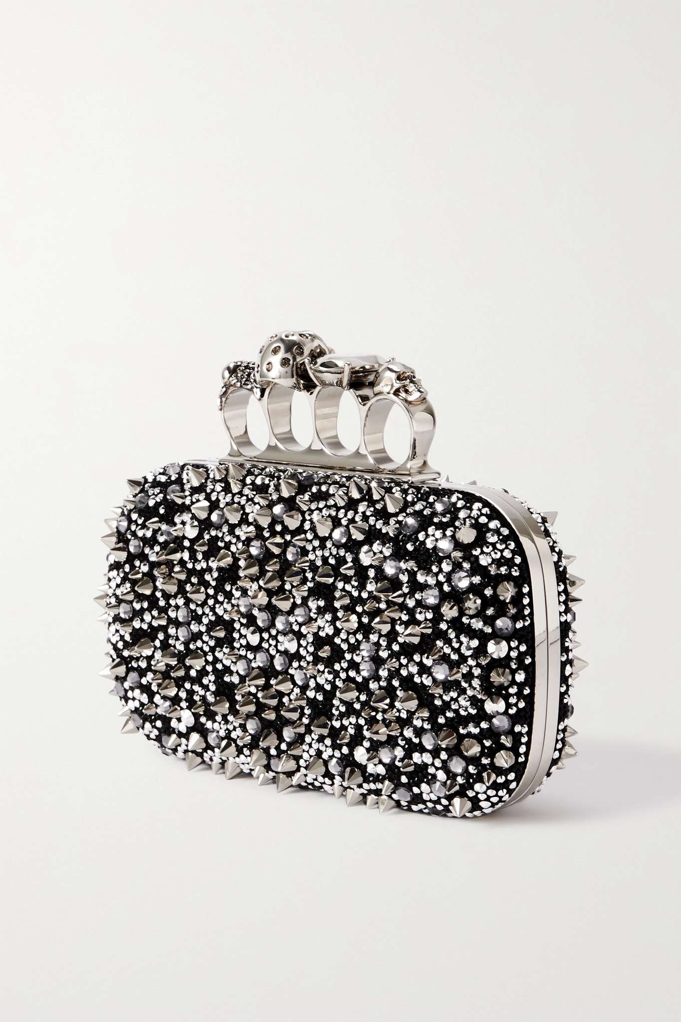 Four Ring embellished suede clutch - 3