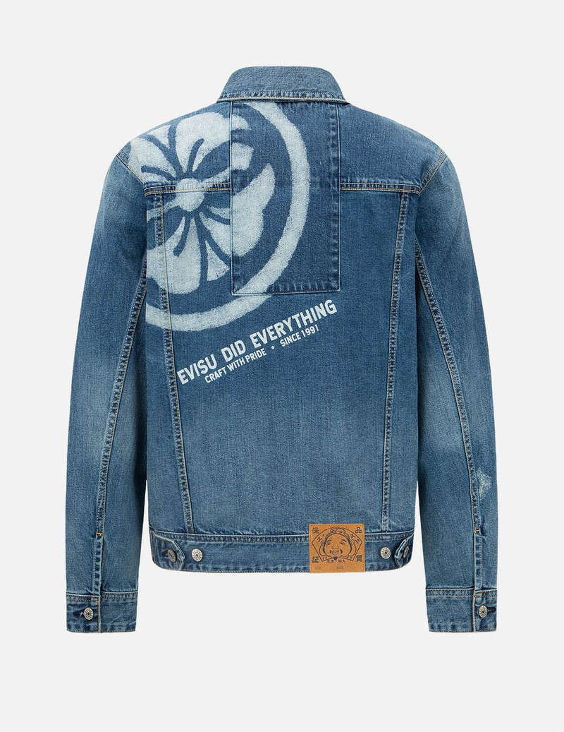 EVISU Deconstructed Kamon Print Denim Jacket outlook