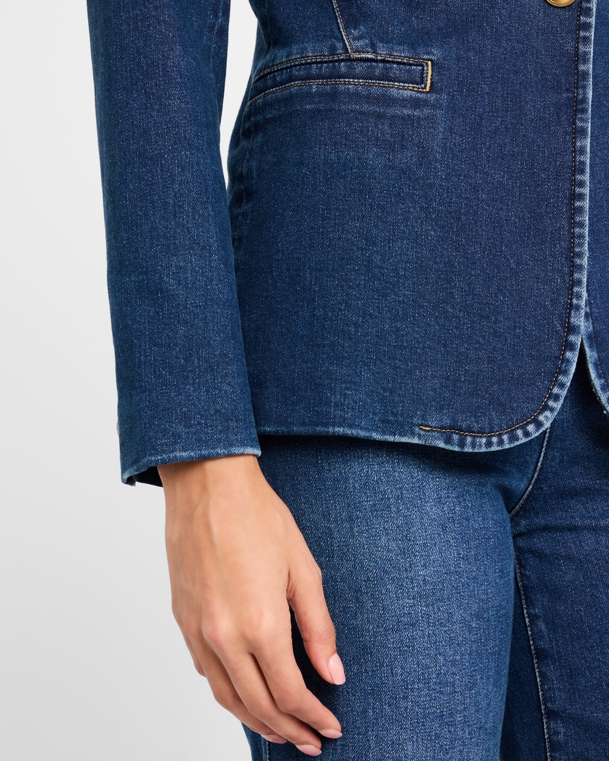 Macey Denim Notch-Collar Fitted Blazer - 5