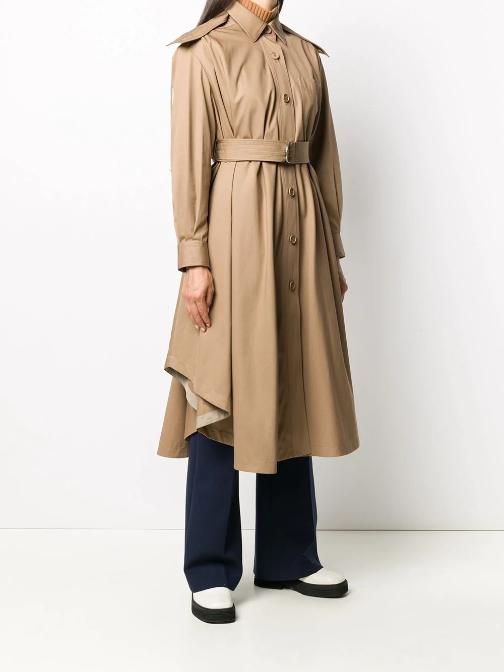 draped hooded trench coat - 3