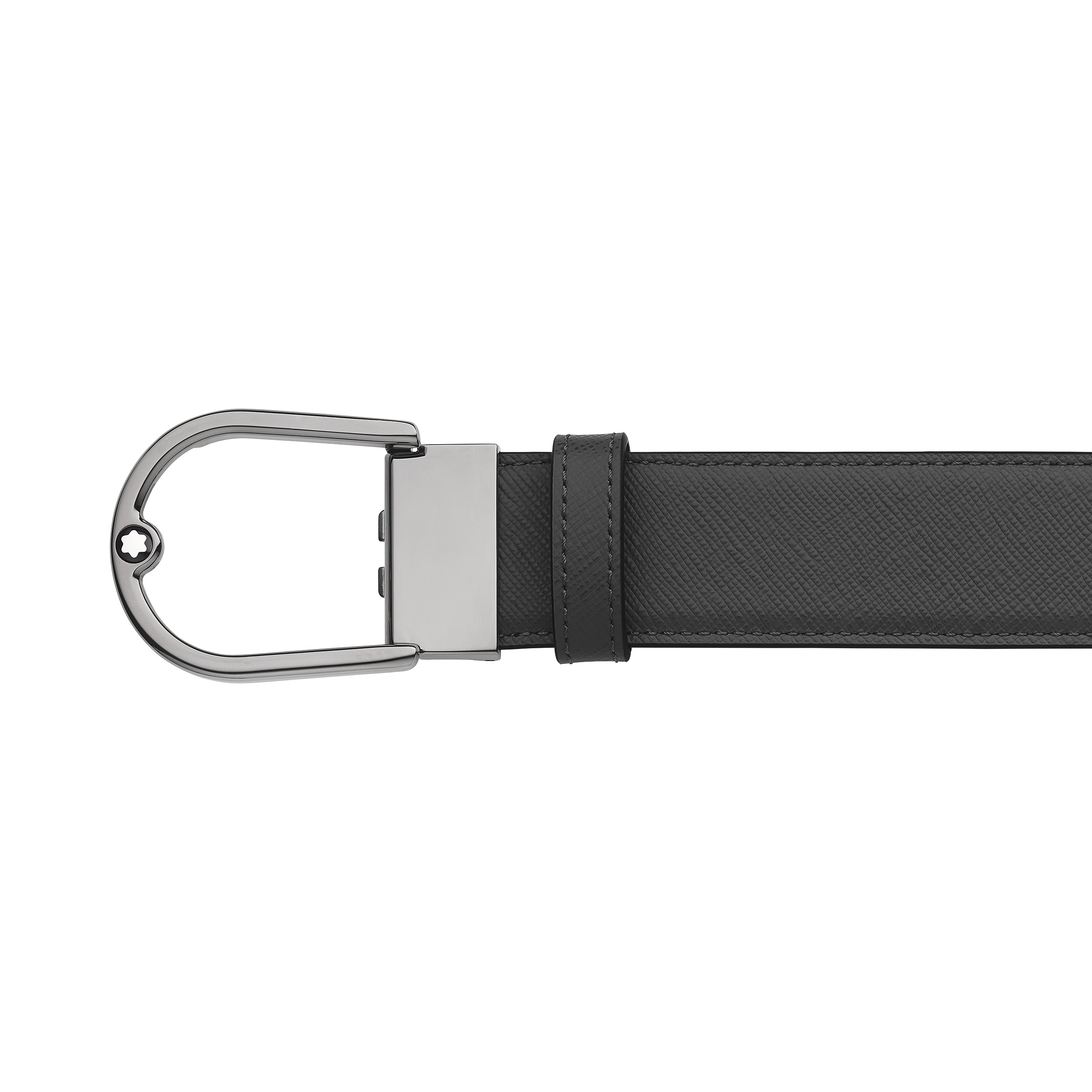 Horseshoe buckle Saffiano printed mastic/black 35mm reversible leather belt - 5