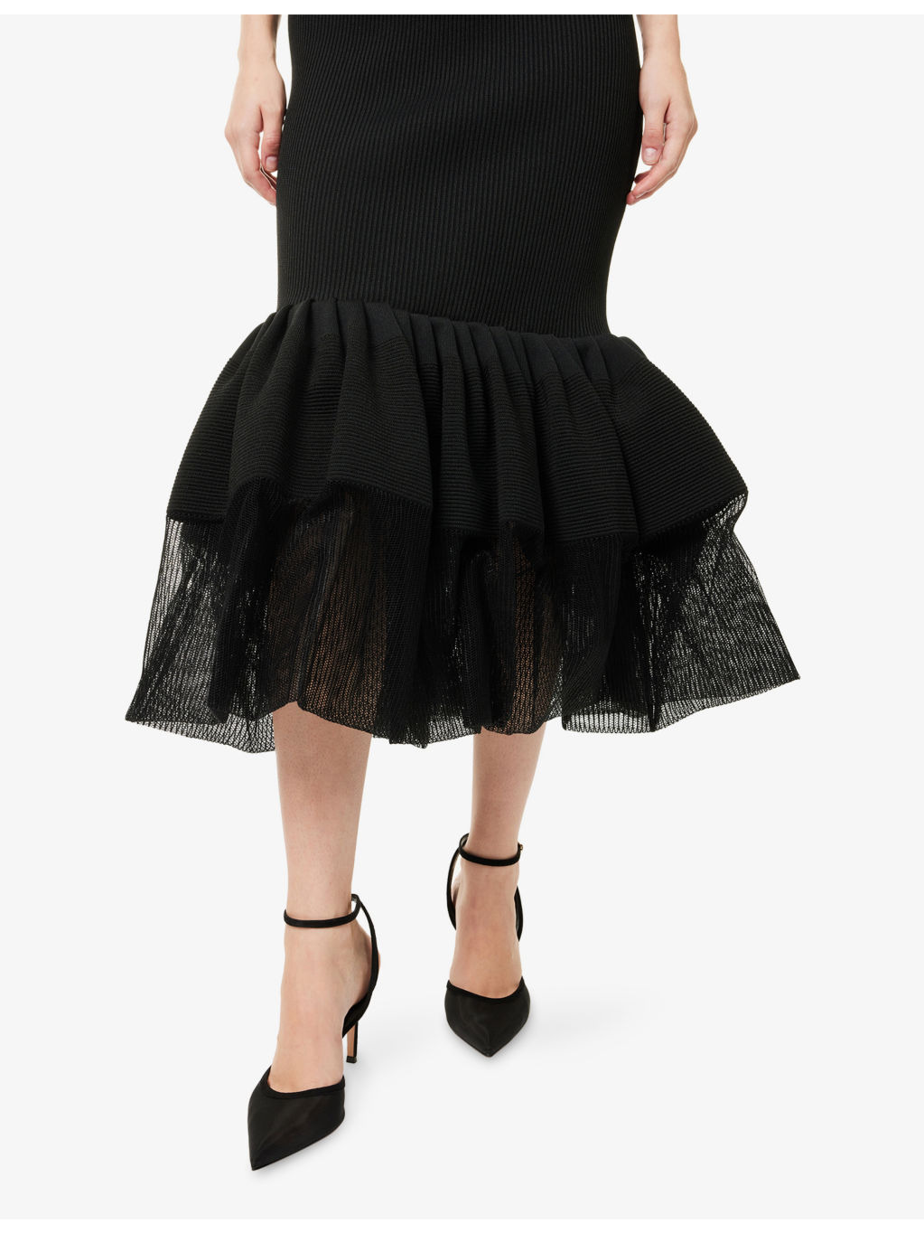 Ruffled Shoulder-Straps Knitted Maxi Dress - 6