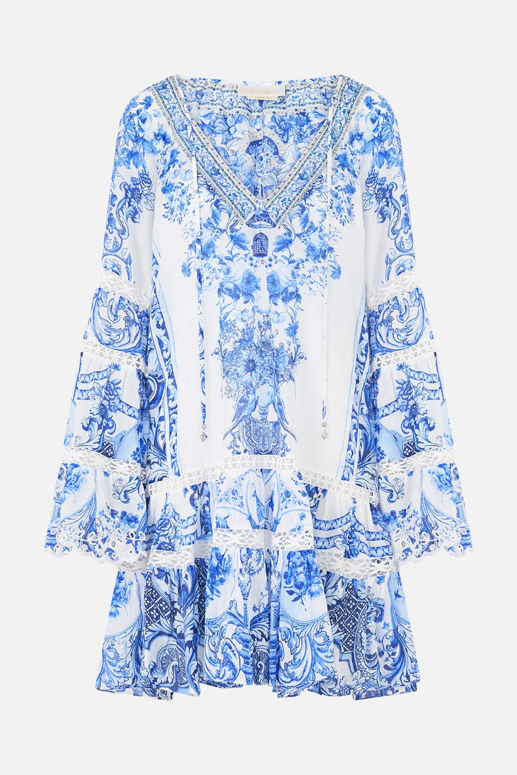 A-LINE GATHERED PANEL DRESS CERAMIC PANORAMIC - 1