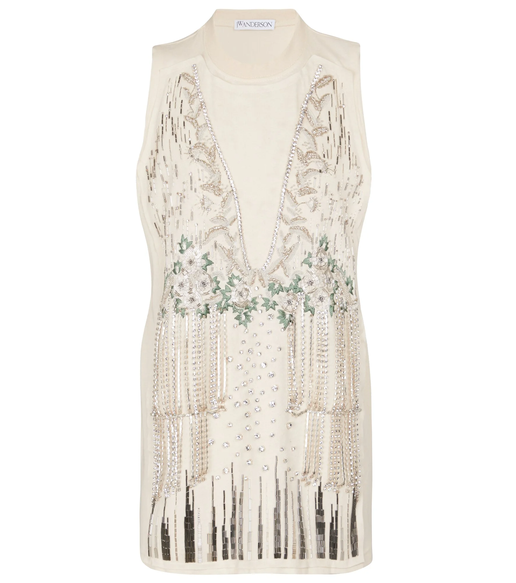 Embellished cotton and silk tank top - 1