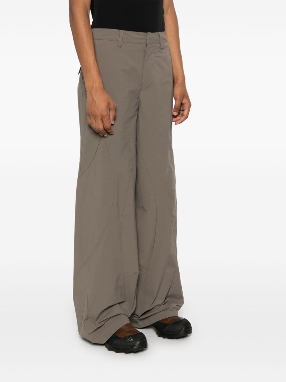 straight-leg padded trousers - 3