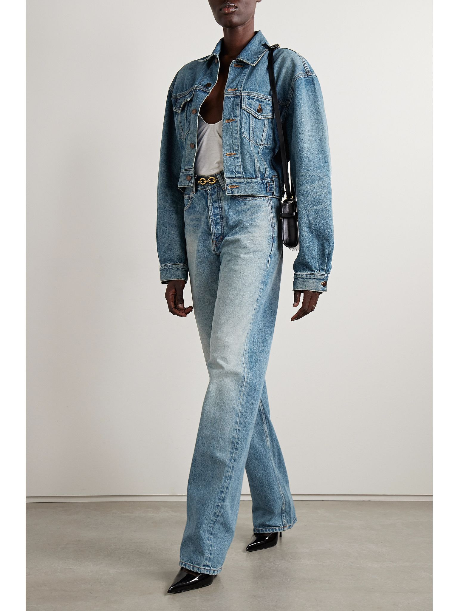 Cropped denim jacket Blue - 2