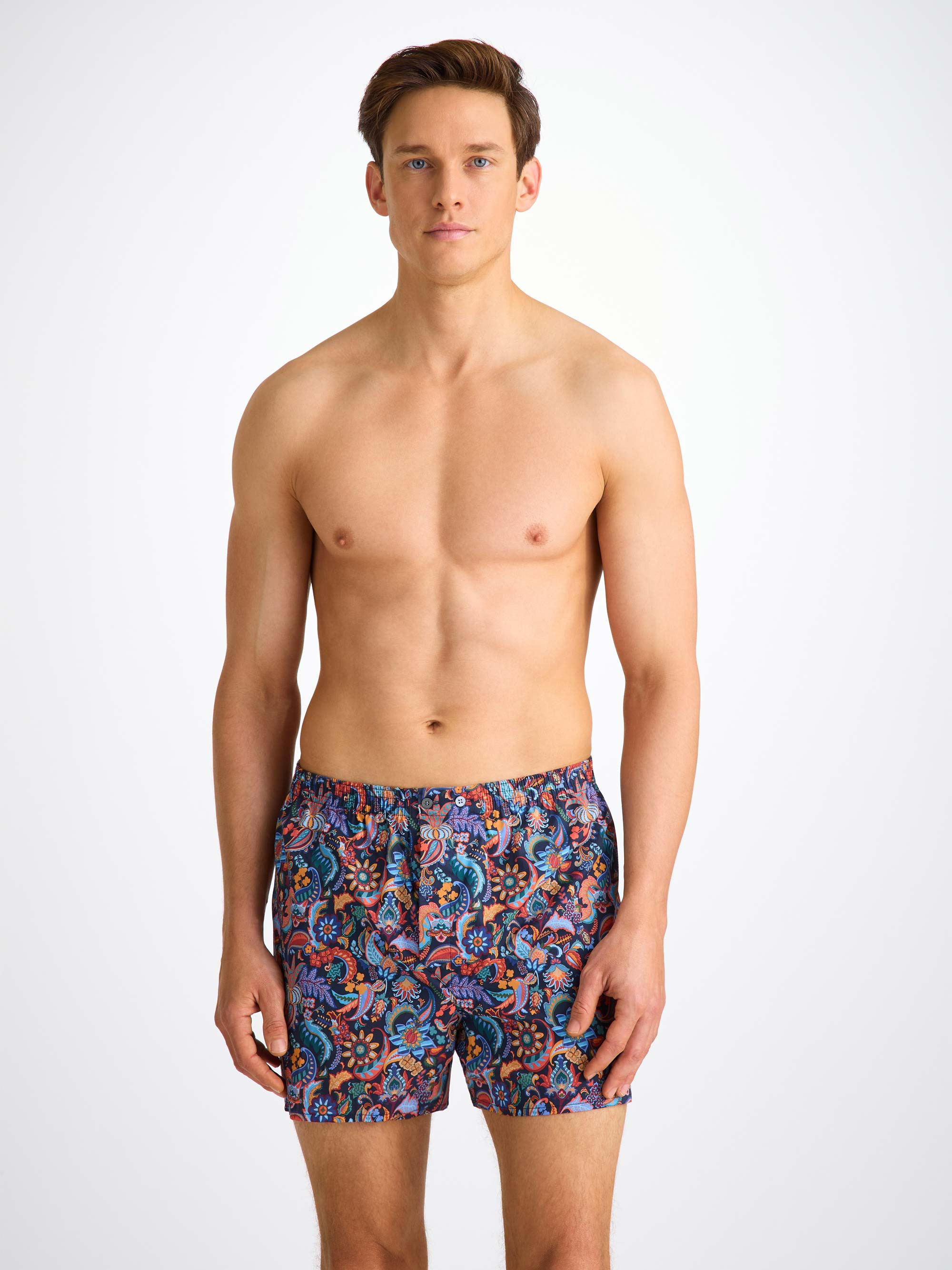Men's Classic Fit Boxers Cotton Batiste Multi Jungle Paisley Print - 1
