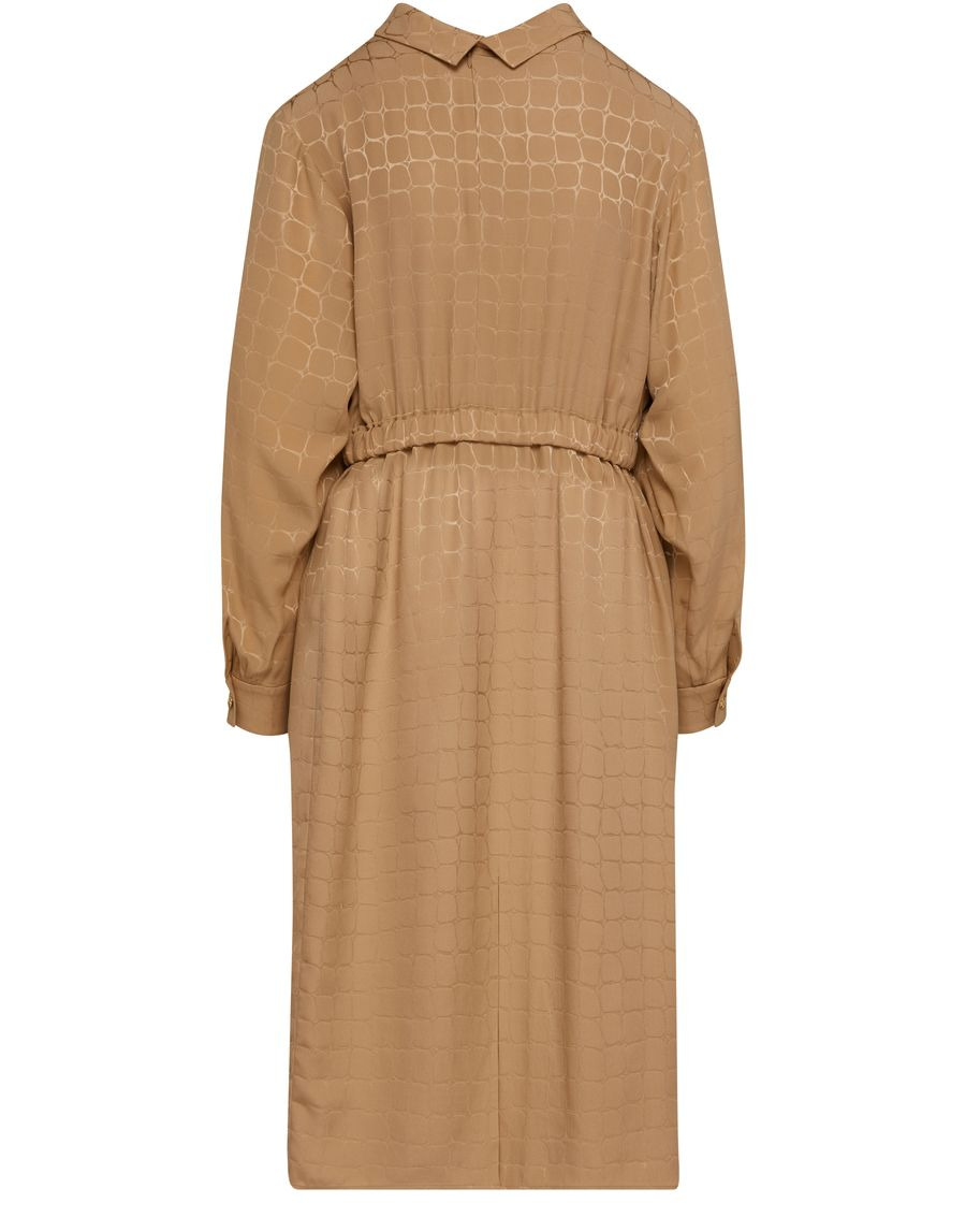 Midi dress with overturned collar in matte and shiny silk - 2